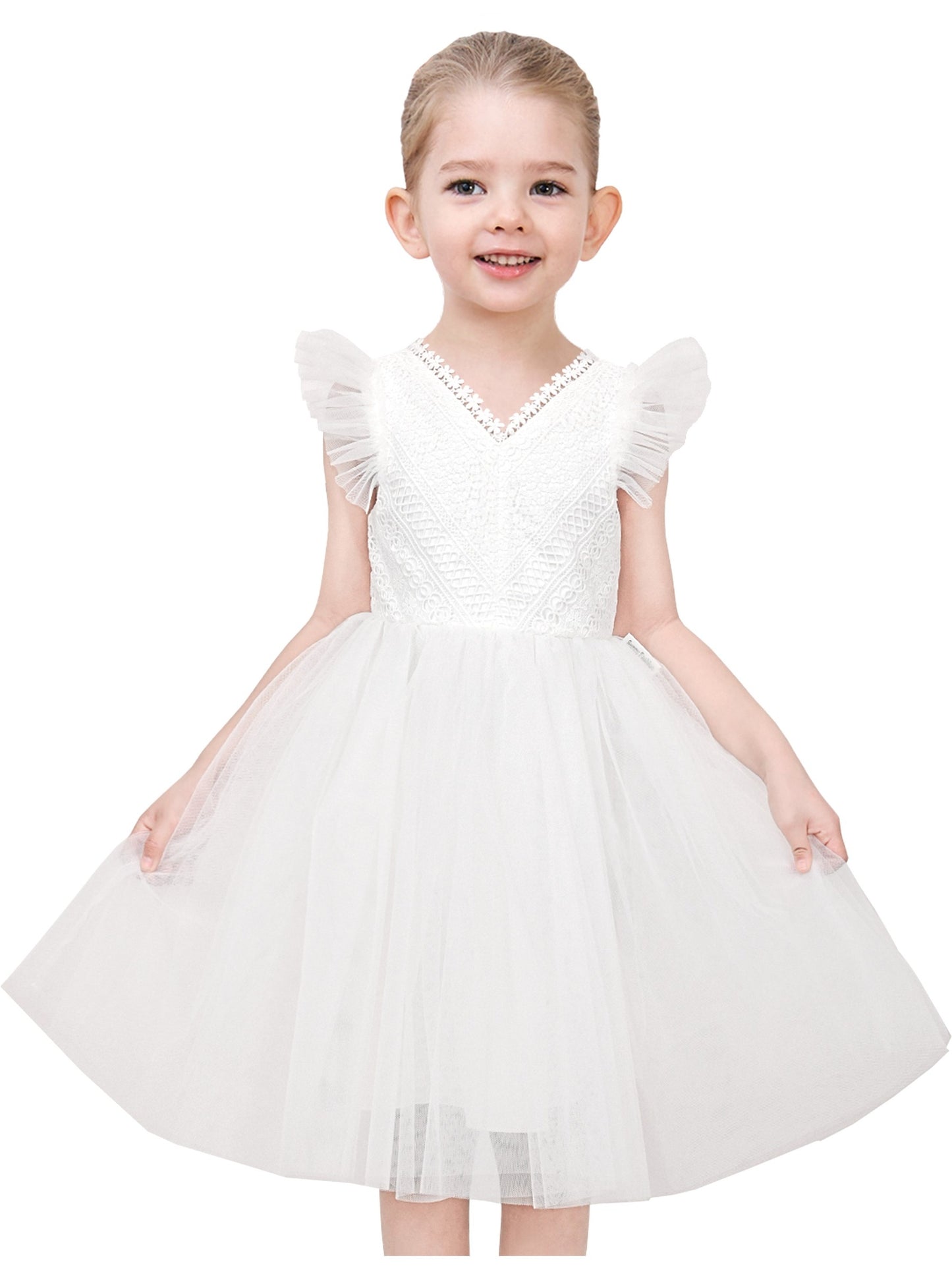 Flower Girls Dress White Wedding Pageant Bridesmaid Gown White