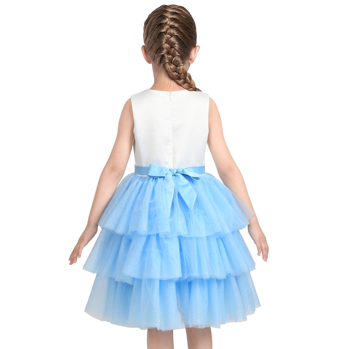 Girls Dress Colorful Glitter Sequin Ruffle Dress Princess Pageant - Blue Butterfly