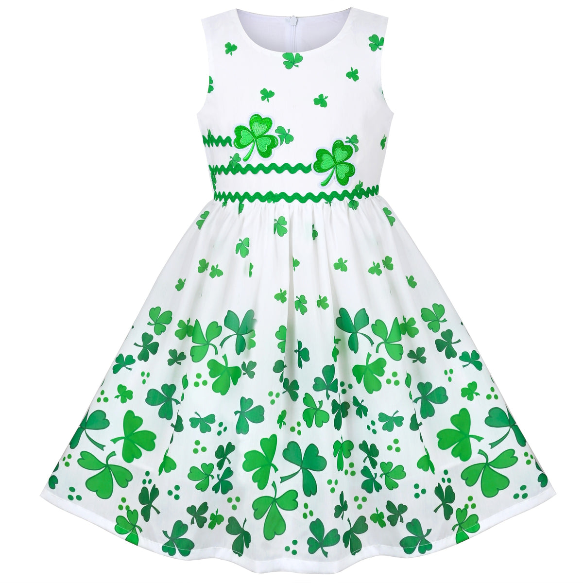 Girls Dress Brown Butterfly Double Bow Tie Party Kids Sundress - Green Clover
