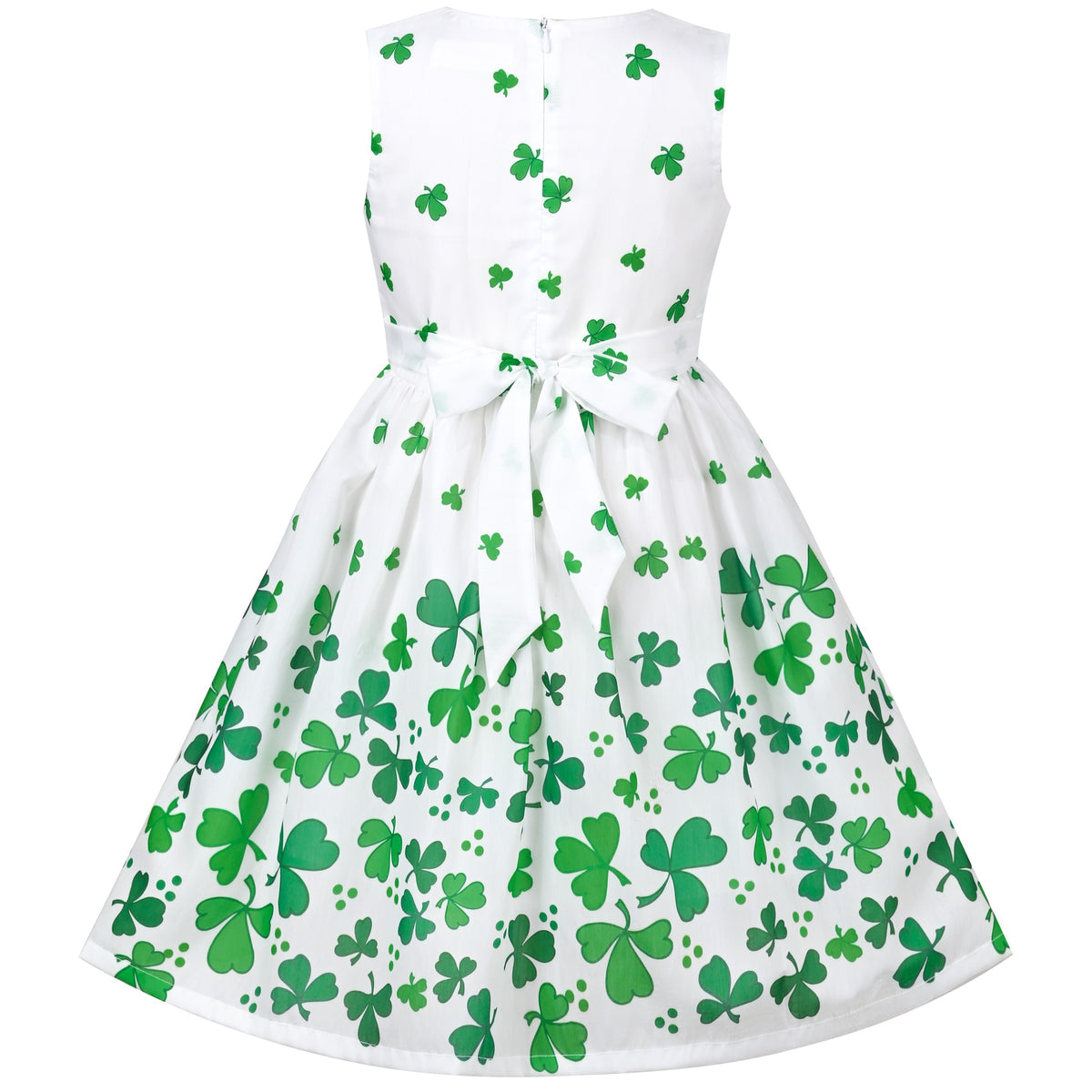 Girls Dress Brown Butterfly Double Bow Tie Party Kids Sundress - Green Clover