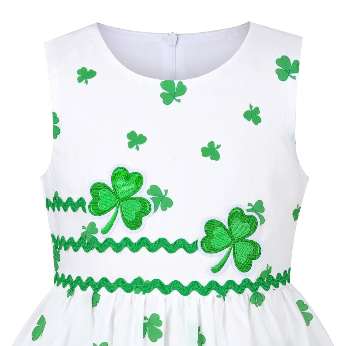Girls Dress Brown Butterfly Double Bow Tie Party Kids Sundress - Green Clover