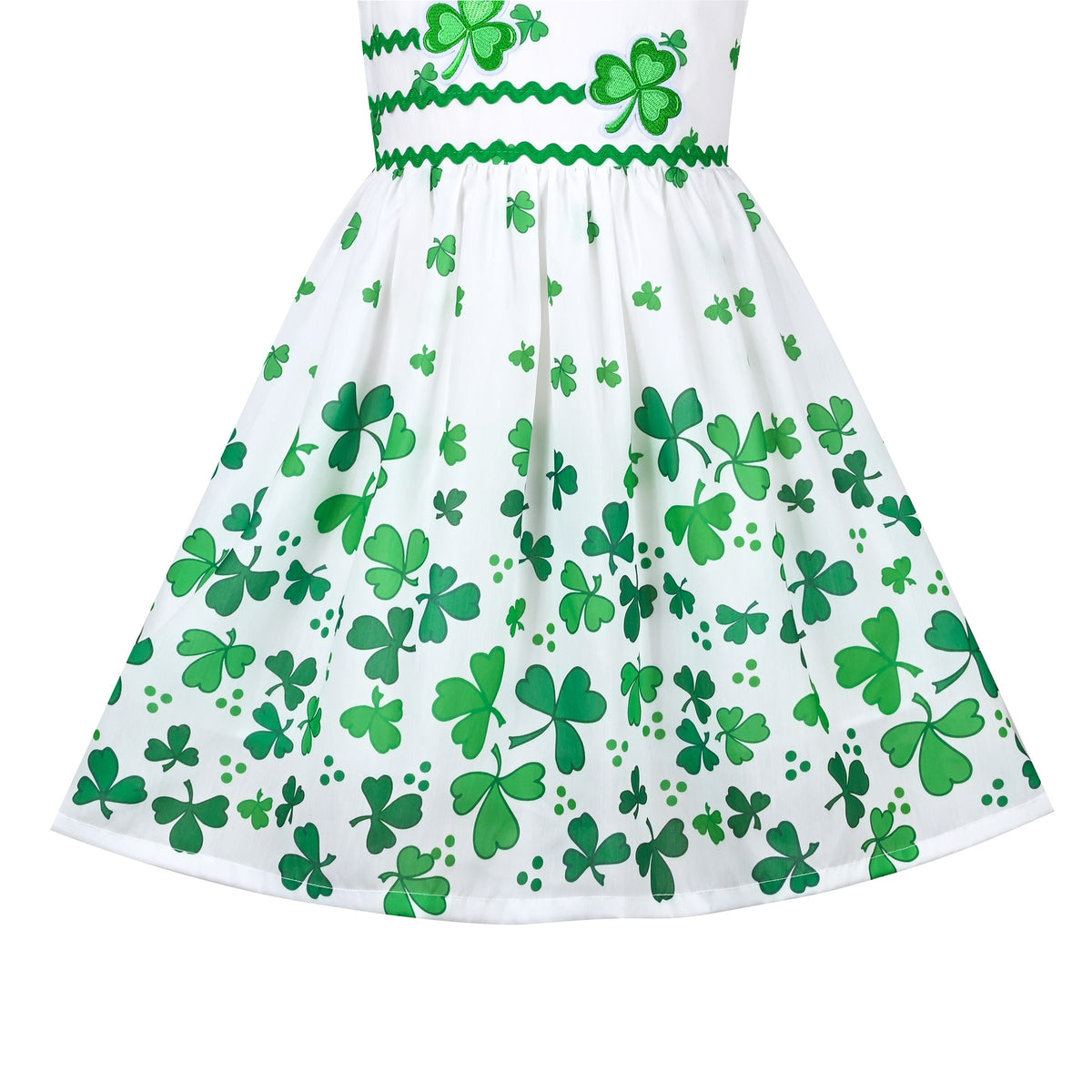 Girls Dress Brown Butterfly Double Bow Tie Party Kids Sundress - Green Clover