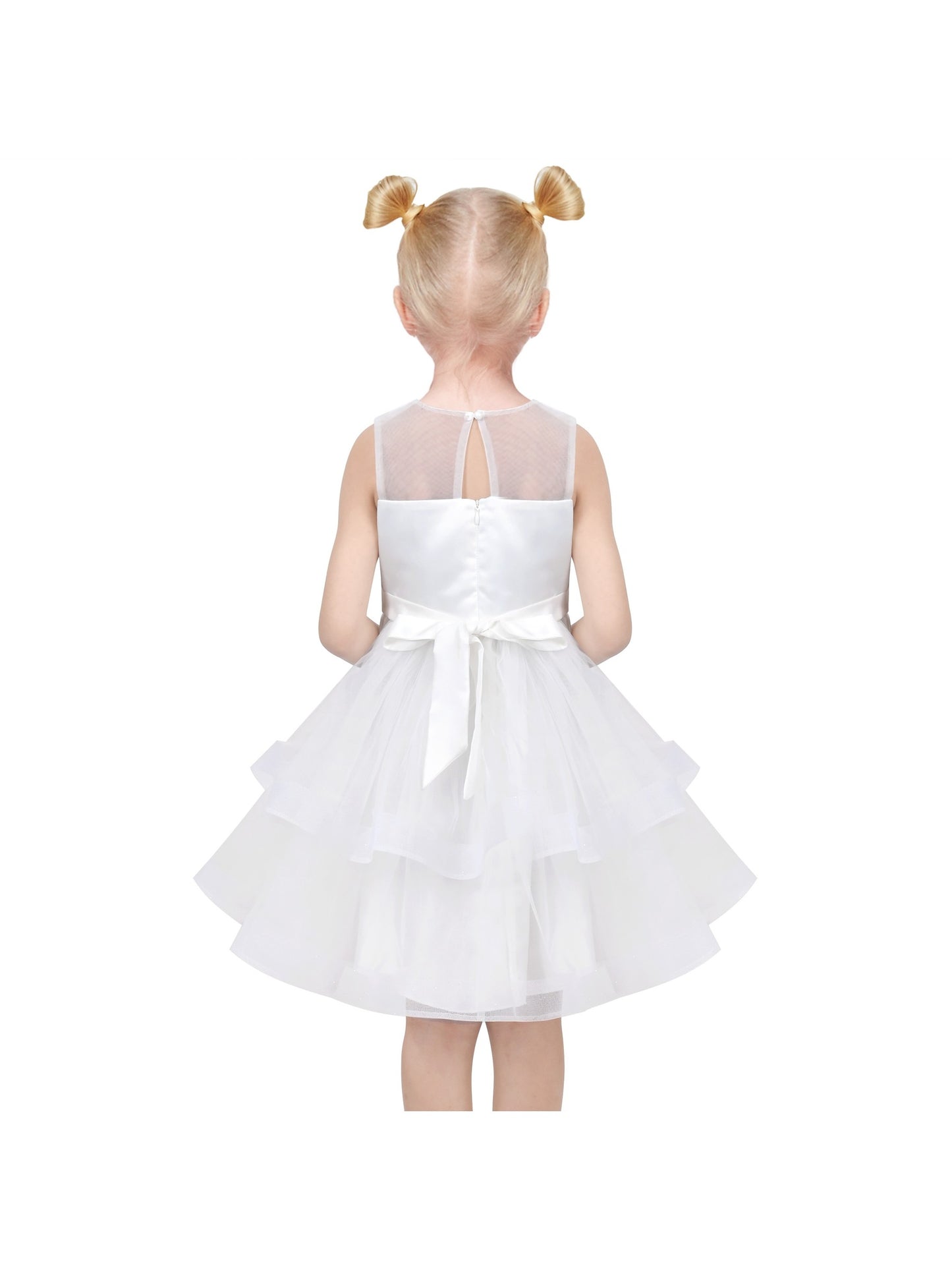 Flower Girls Dress White Wedding Pageant Bridesmaid Gown White