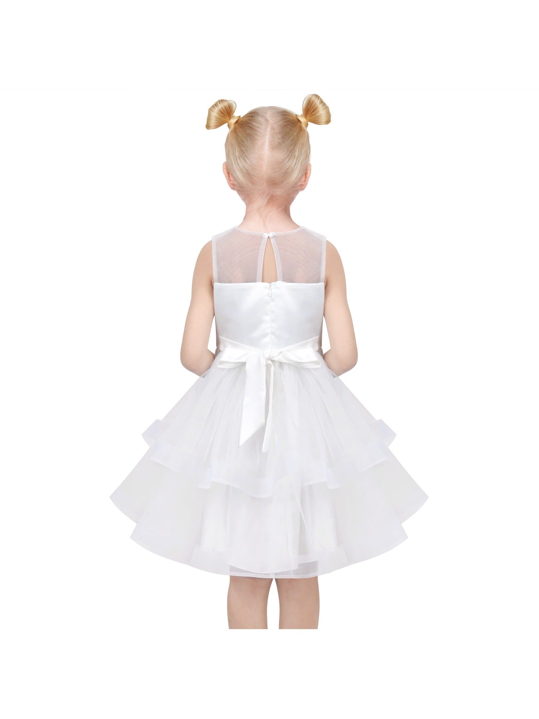 Flower Girls Dress White Wedding Pageant Bridesmaid Gown White