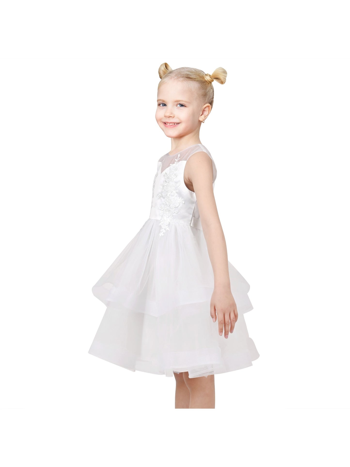 Flower Girls Dress White Wedding Pageant Bridesmaid Gown White