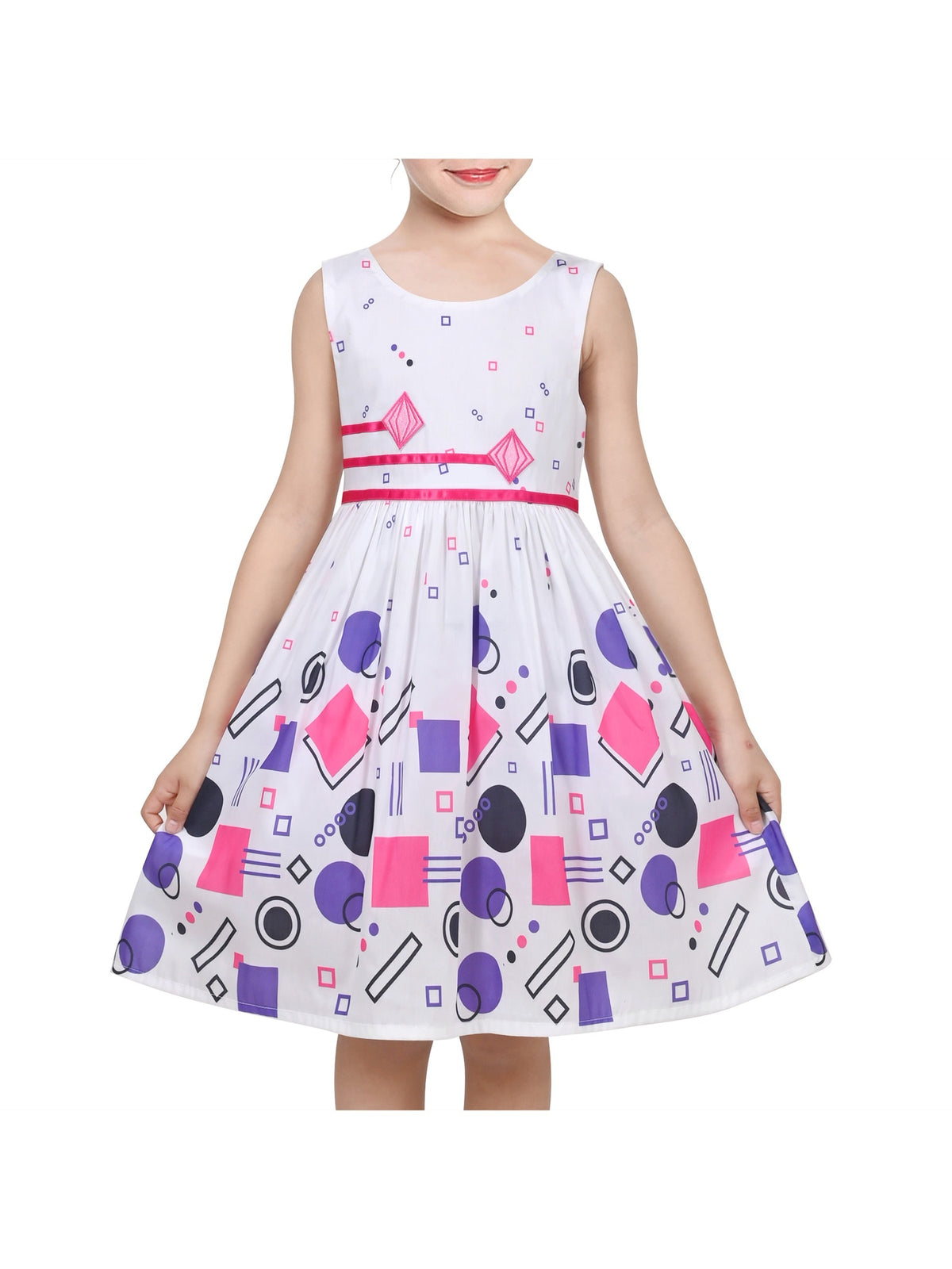 Girls Dress Brown Butterfly Double Bow Tie Party Kids Sundress - White Purple