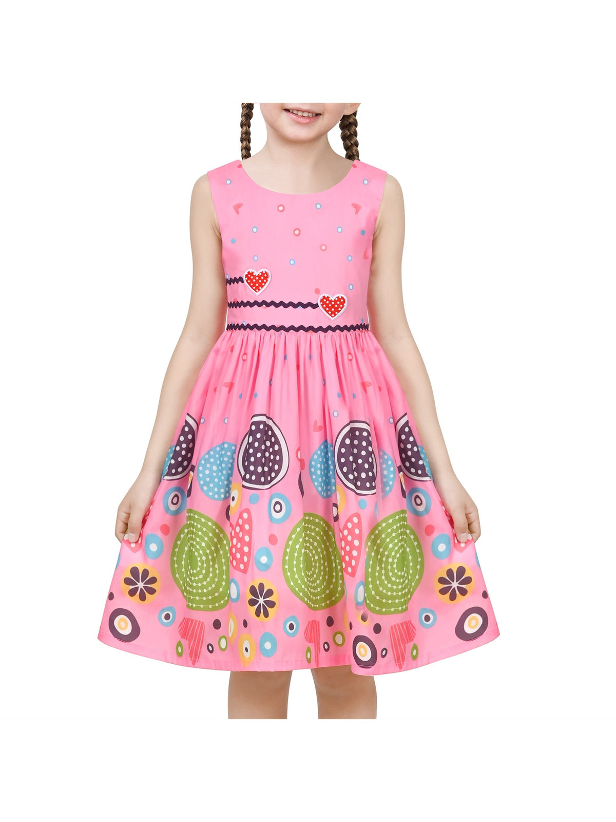 Girls Dress Brown Butterfly Double Bow Tie Party Kids Sundress - Pink Green