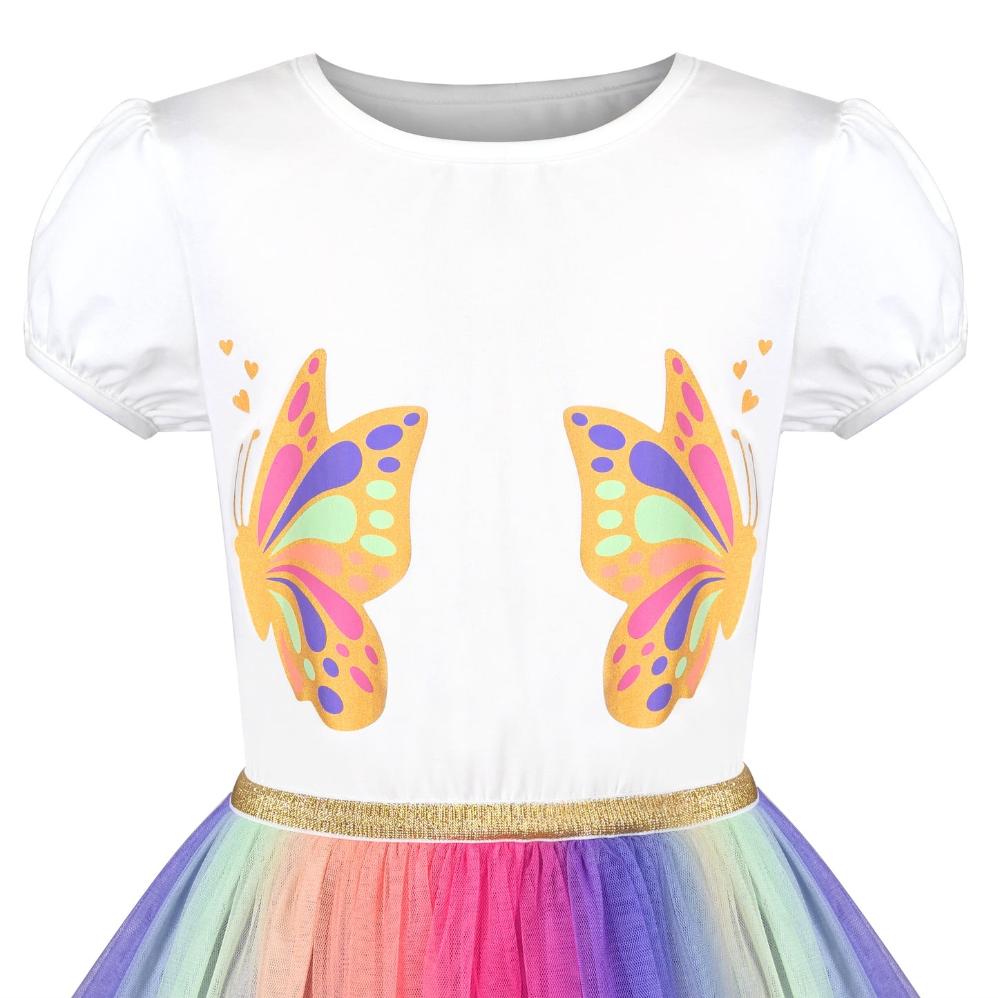 Girls Dress Dancing Girl Print Tutu Short Sleeve Sundress Multi-Color