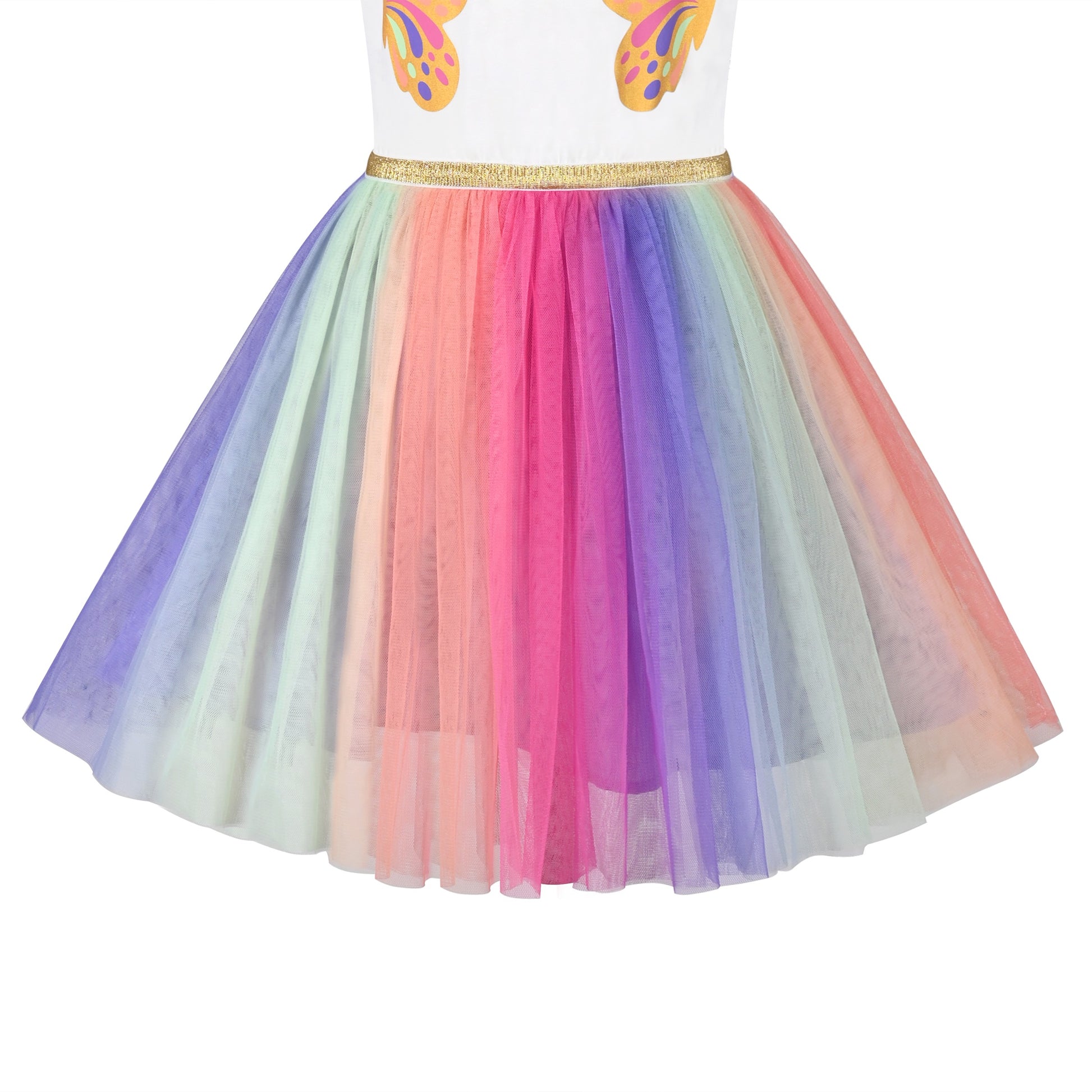 Girls Dress Dancing Girl Print Tutu Short Sleeve Sundress Multi-Color