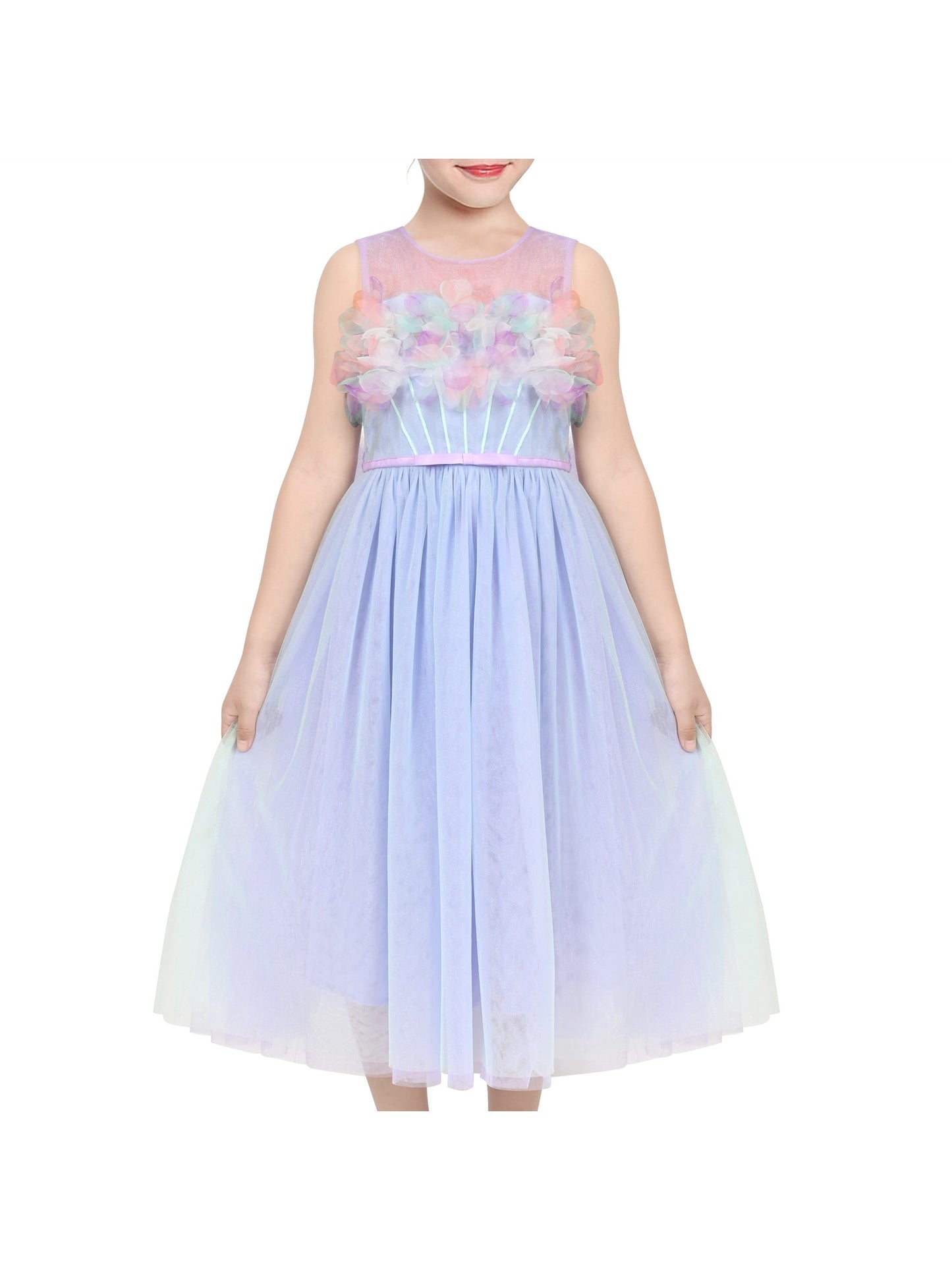 Girls Dress One Shoulder Rose Flower Dancing Ball Gown Purple