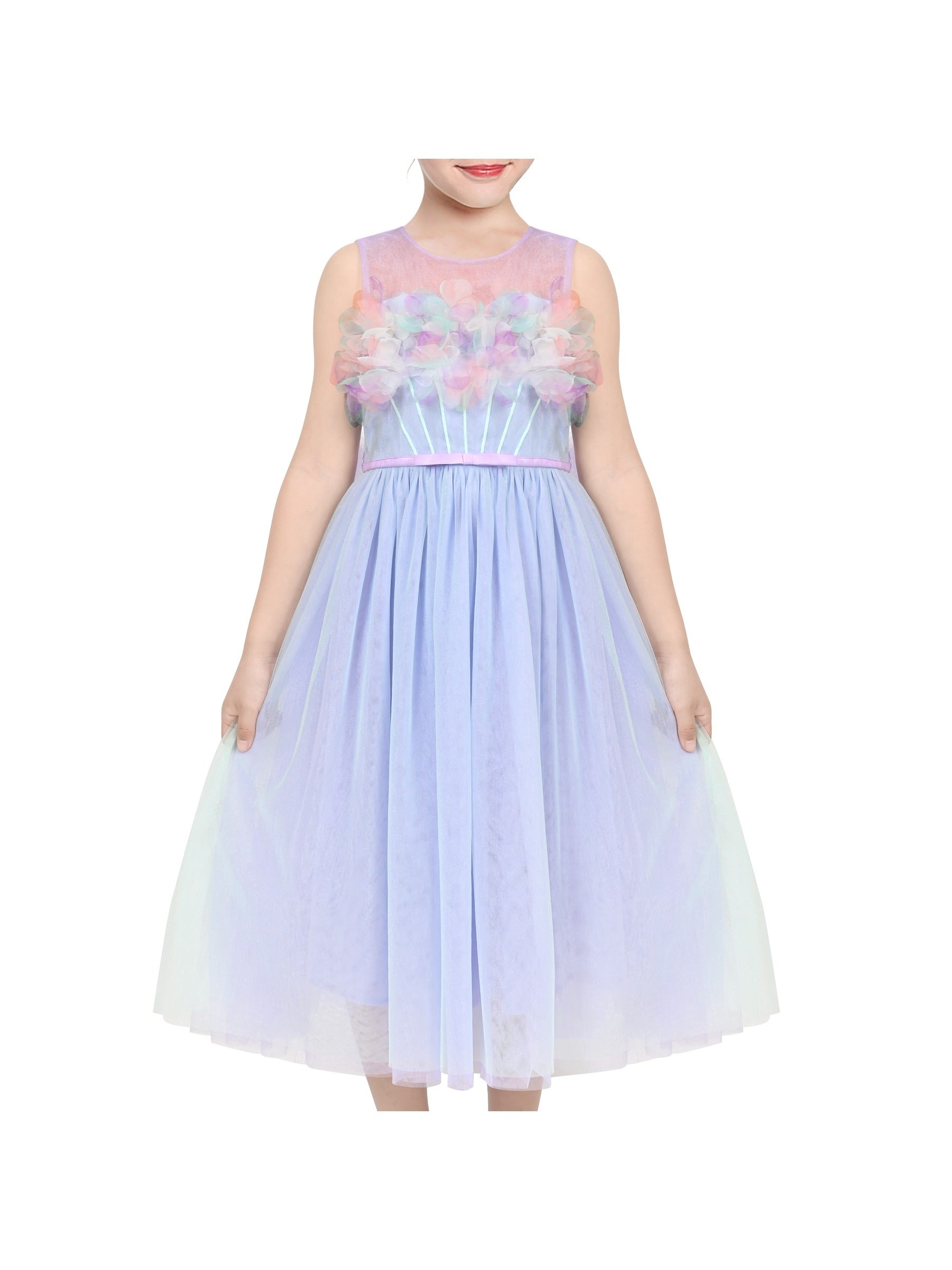 Girls Dress One Shoulder Rose Flower Dancing Ball Gown Purple