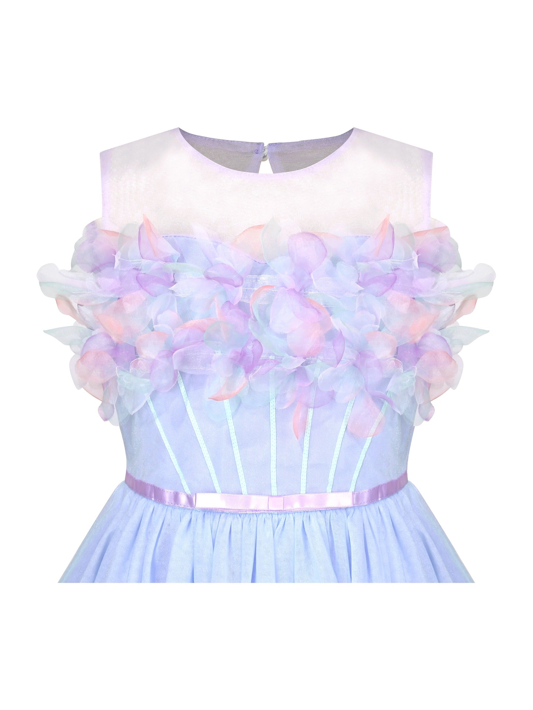 Girls Dress One Shoulder Rose Flower Dancing Ball Gown Purple