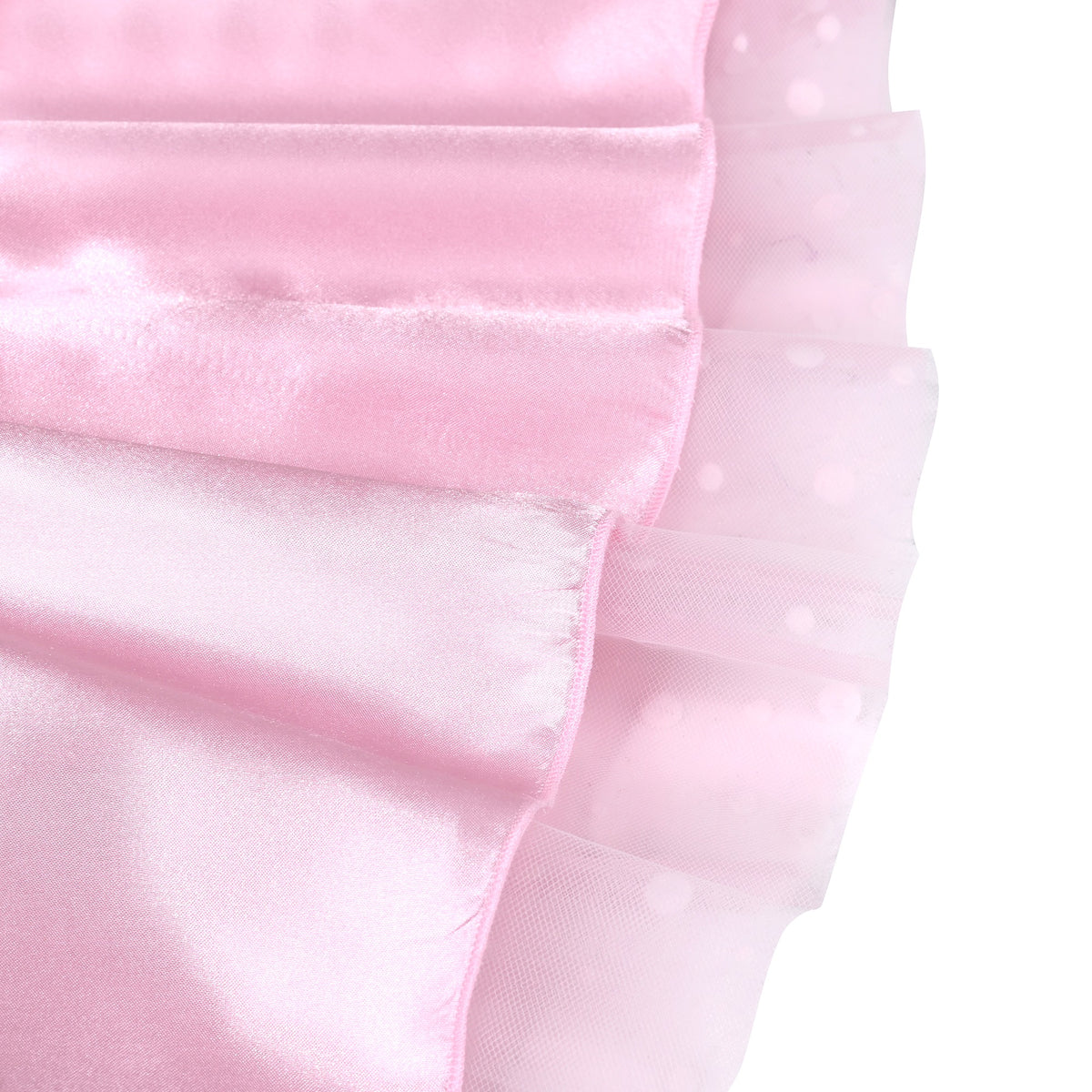 Girls Pink Floral Multilayer Ruffle Tulle Sleeveless Sequin Princess - Pink V Neck