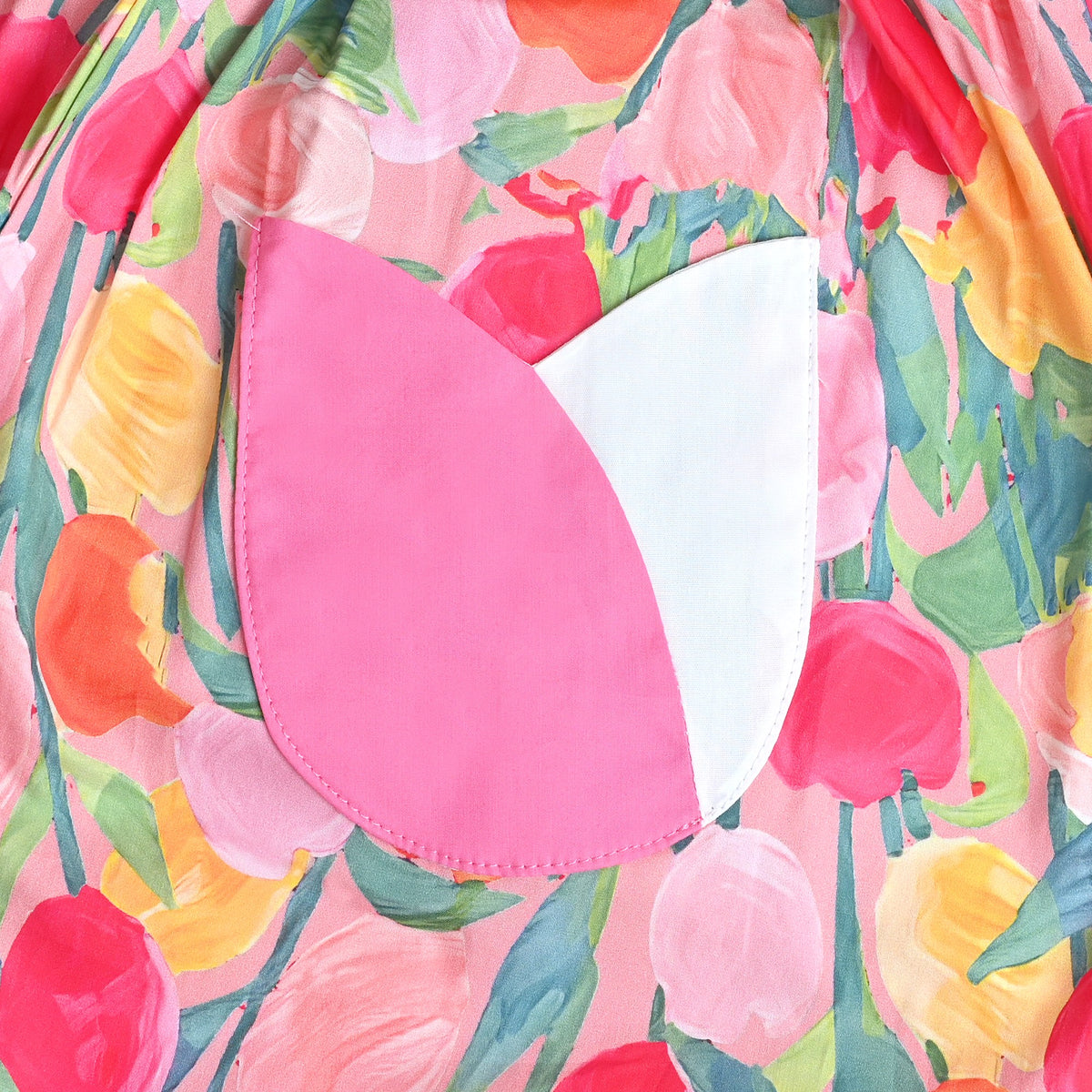 Girls Dress Floral Strawberry Embroidery Pocket Sleeveless Casual Party - Pink Tulip