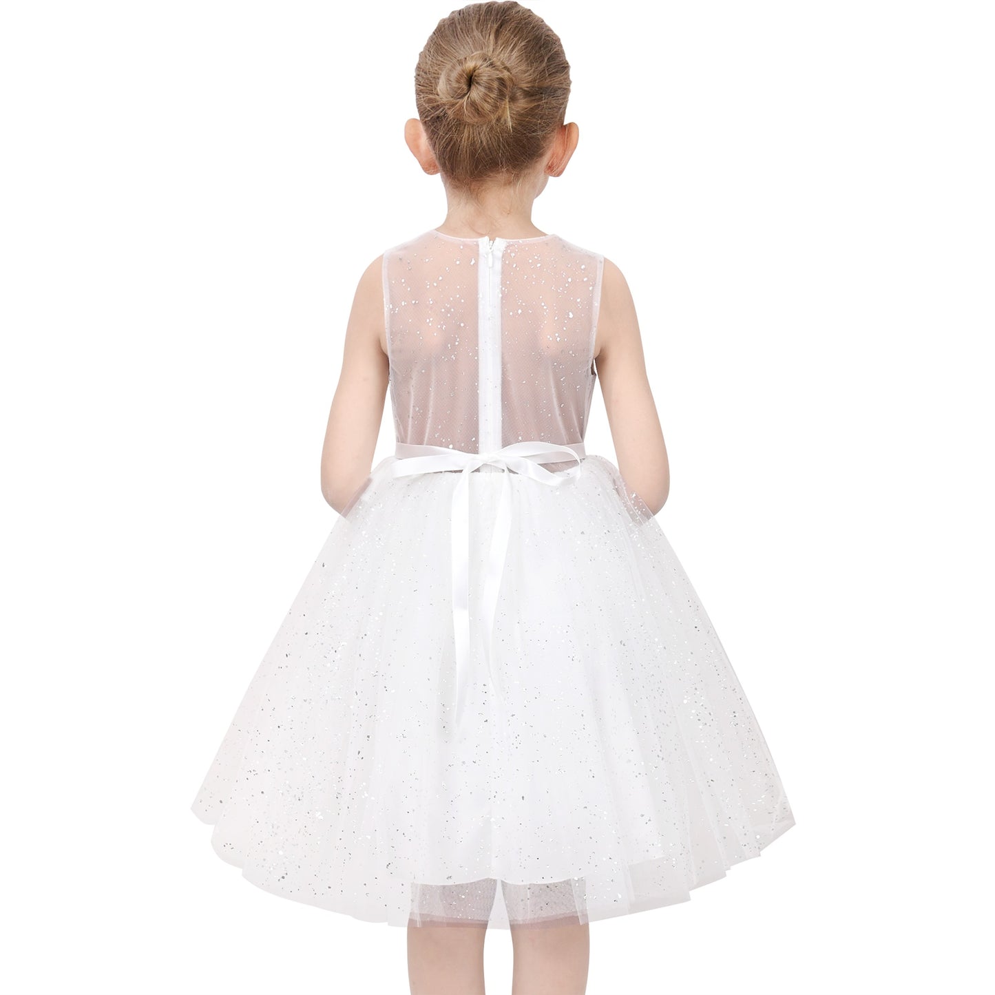 Flower Girls Dress White Wedding Pageant Bridesmaid Gown White