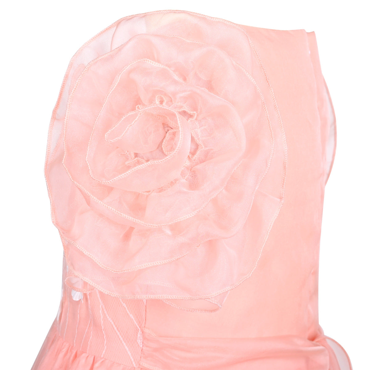 Girls Dress Red Tiered Layers Holiday Party Pageant Dress - Pink Flower Sleeve