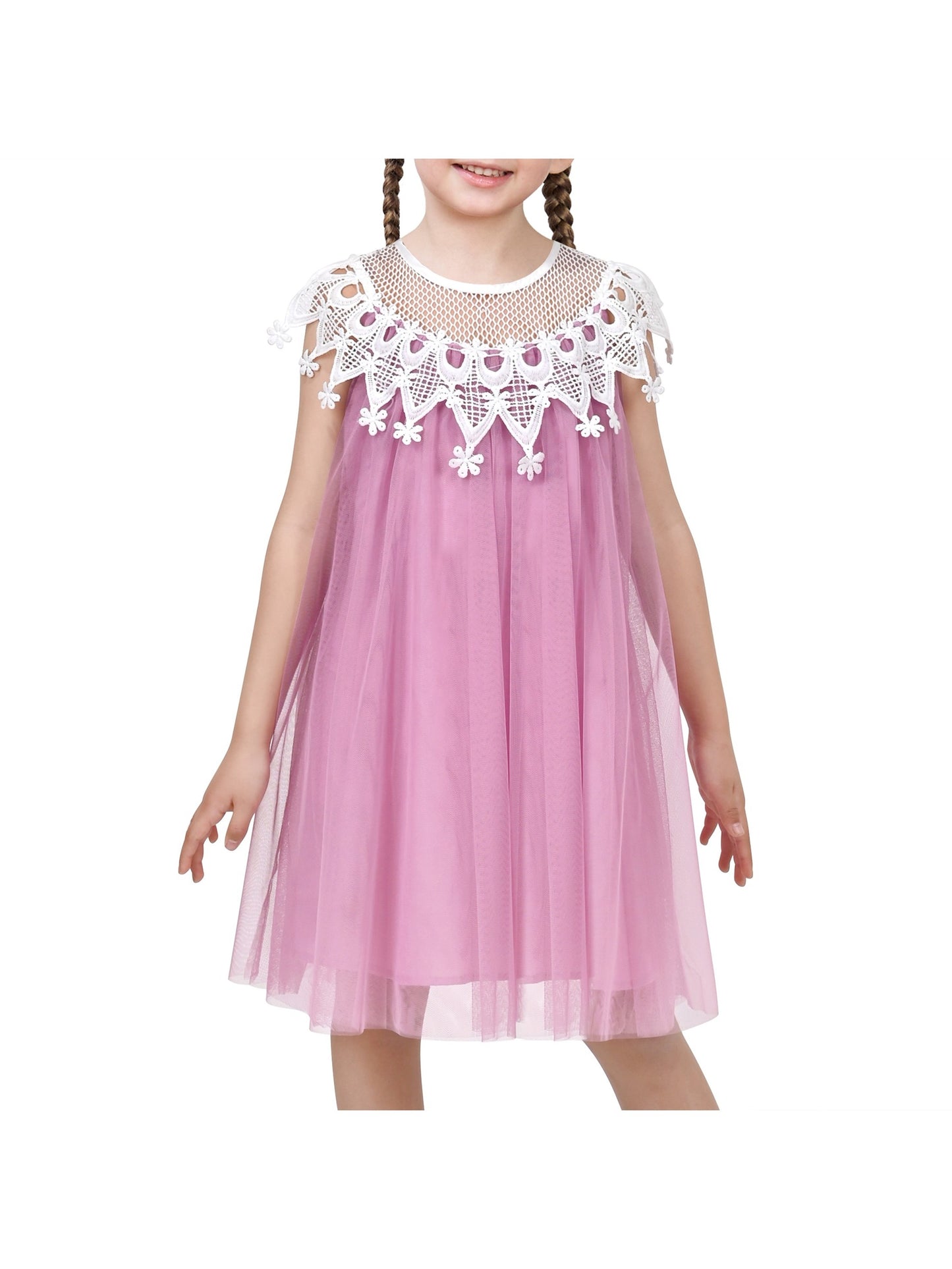 Flower Girls Dress Halter Dress Pearl Party Wedding Birthday Purple