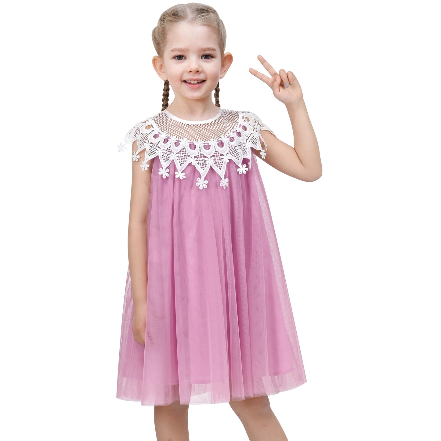 Flower Girls Dress Halter Dress Pearl Party Wedding Birthday Purple