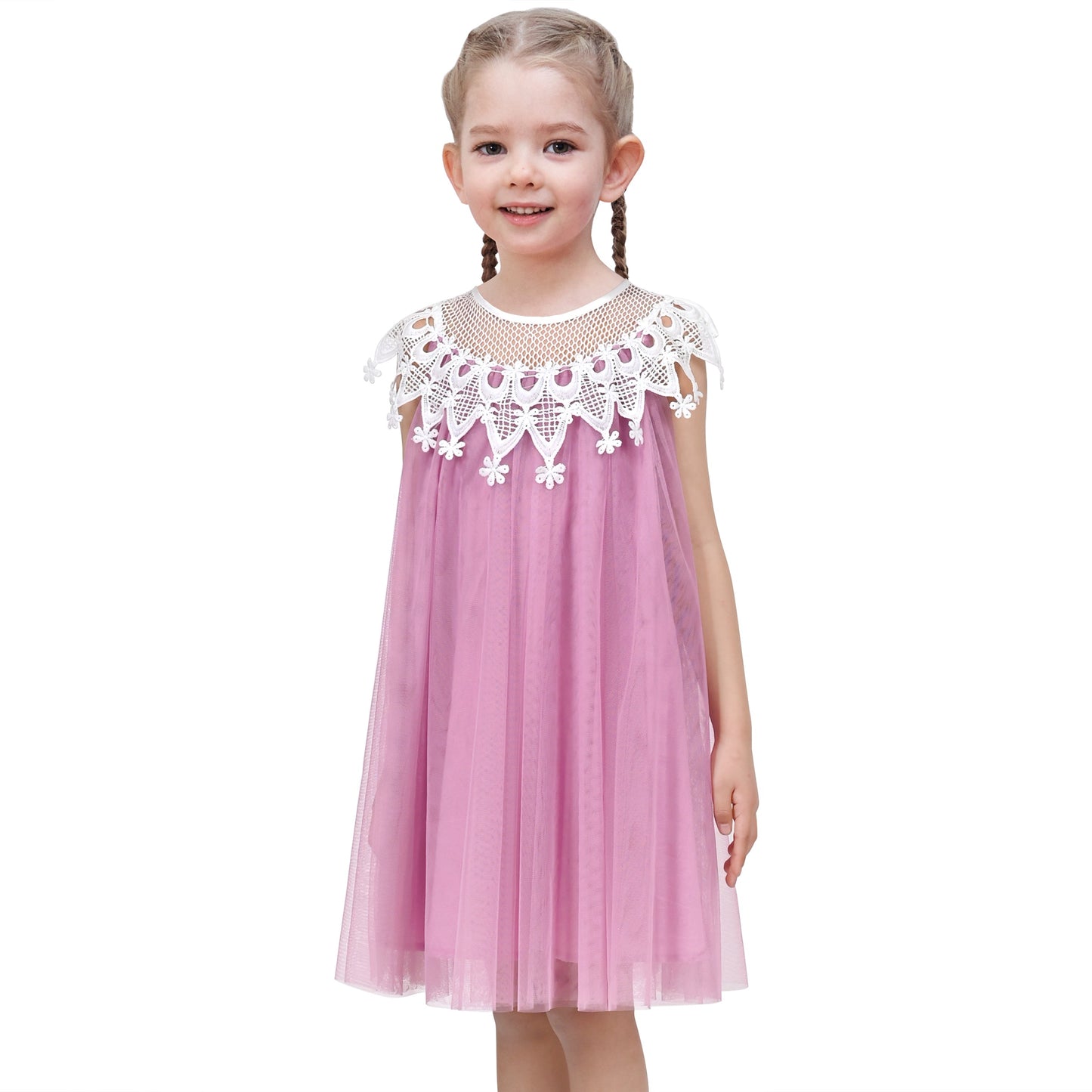 Flower Girls Dress Halter Dress Pearl Party Wedding Birthday Purple
