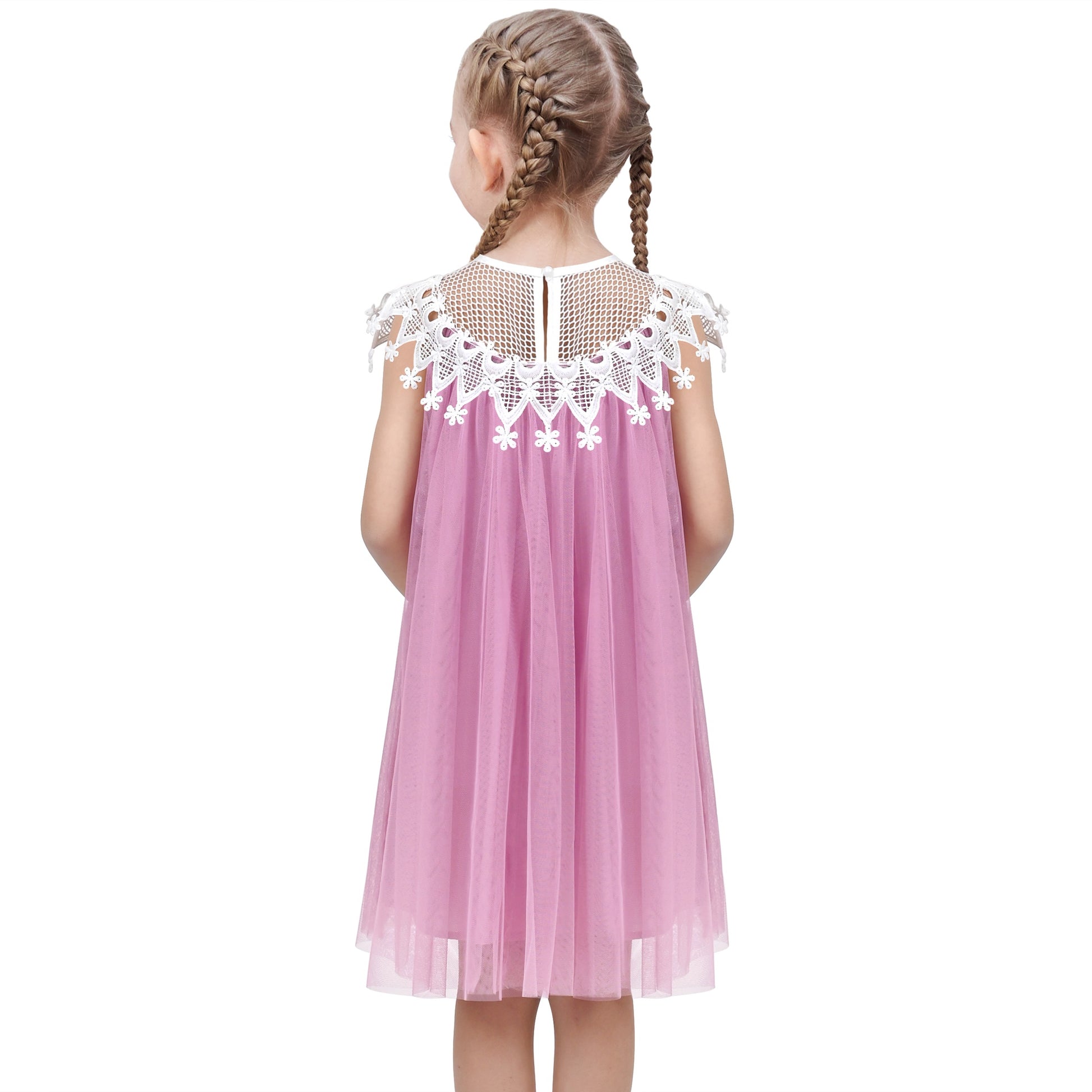 Flower Girls Dress Halter Dress Pearl Party Wedding Birthday Purple