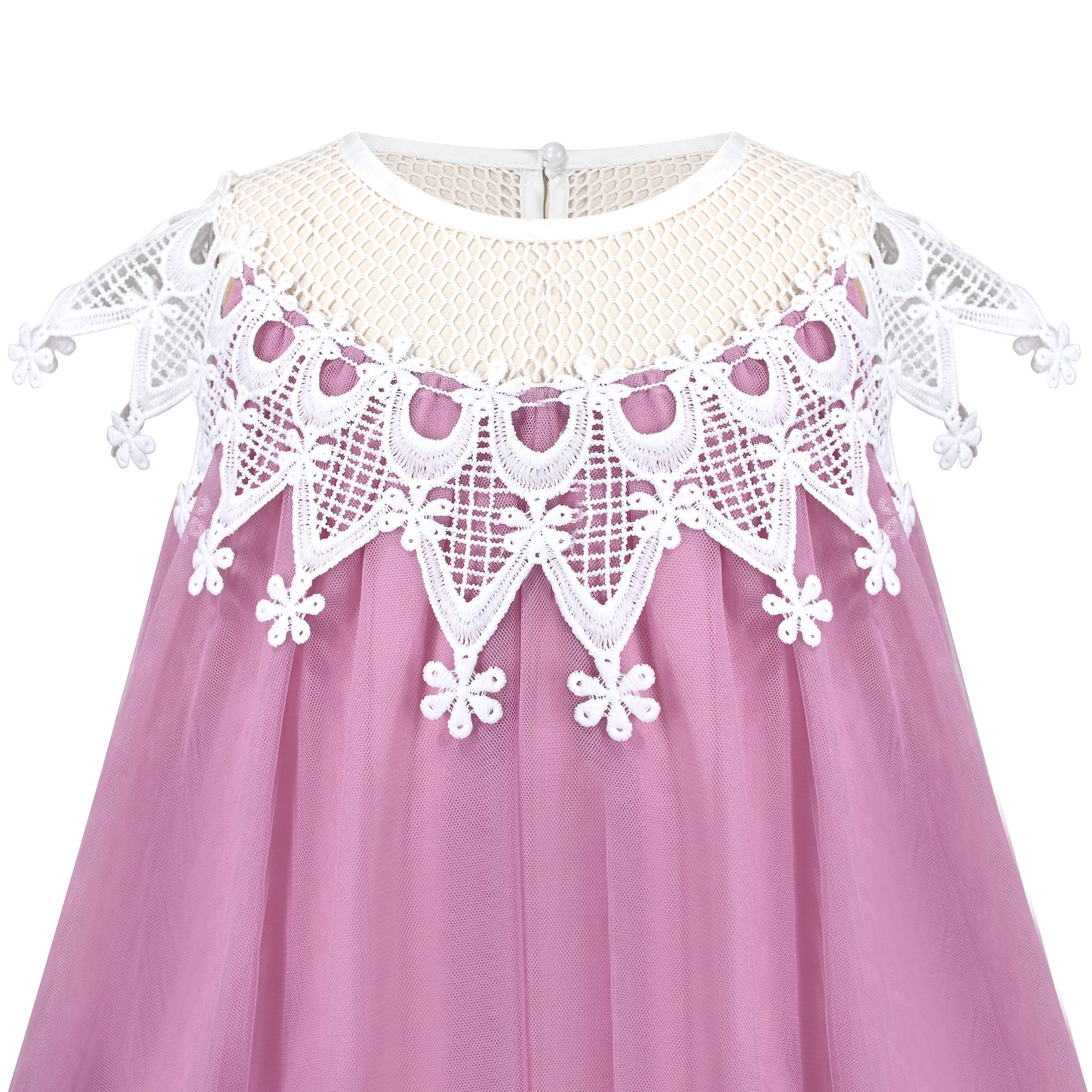 Flower Girls Dress Halter Dress Pearl Party Wedding Birthday Purple