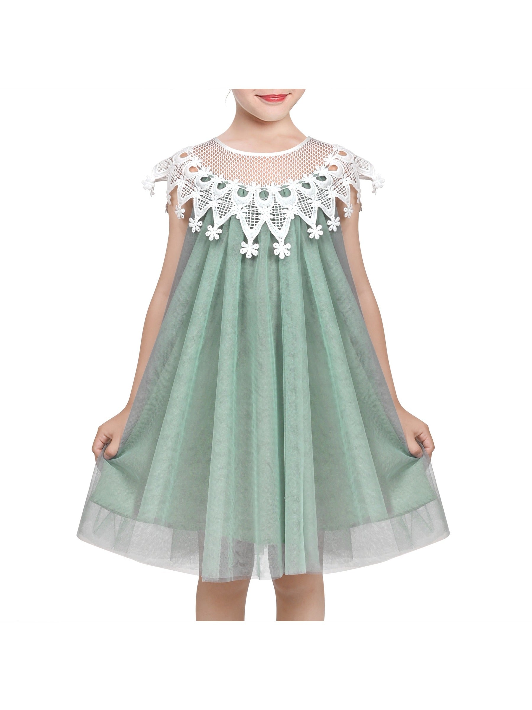 Flower Girls Dress Halter Dress Pearl Party Wedding Birthday Green