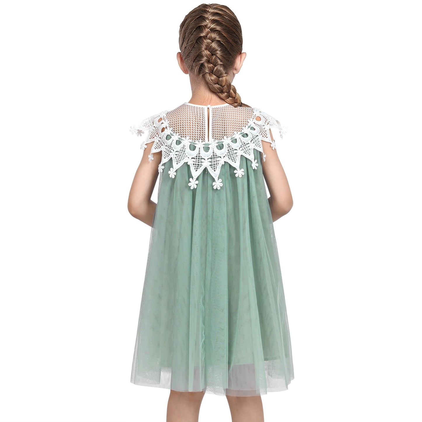 Flower Girls Dress Halter Dress Pearl Party Wedding Birthday Green