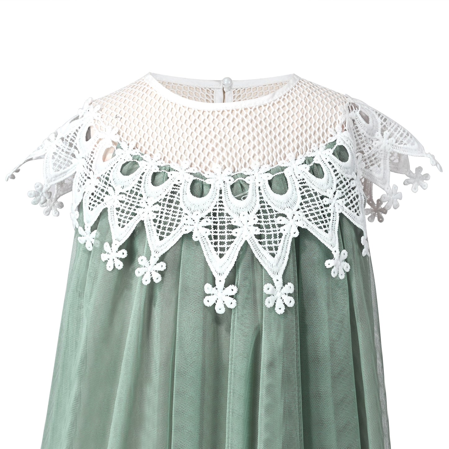 Flower Girls Dress Halter Dress Pearl Party Wedding Birthday Green