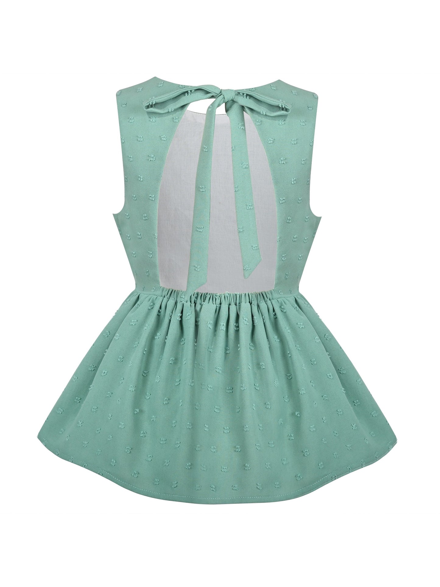 Girls 2 Piece Set Crop Top Wide Leg Pants Lace Hollow Back Sleeveless Green