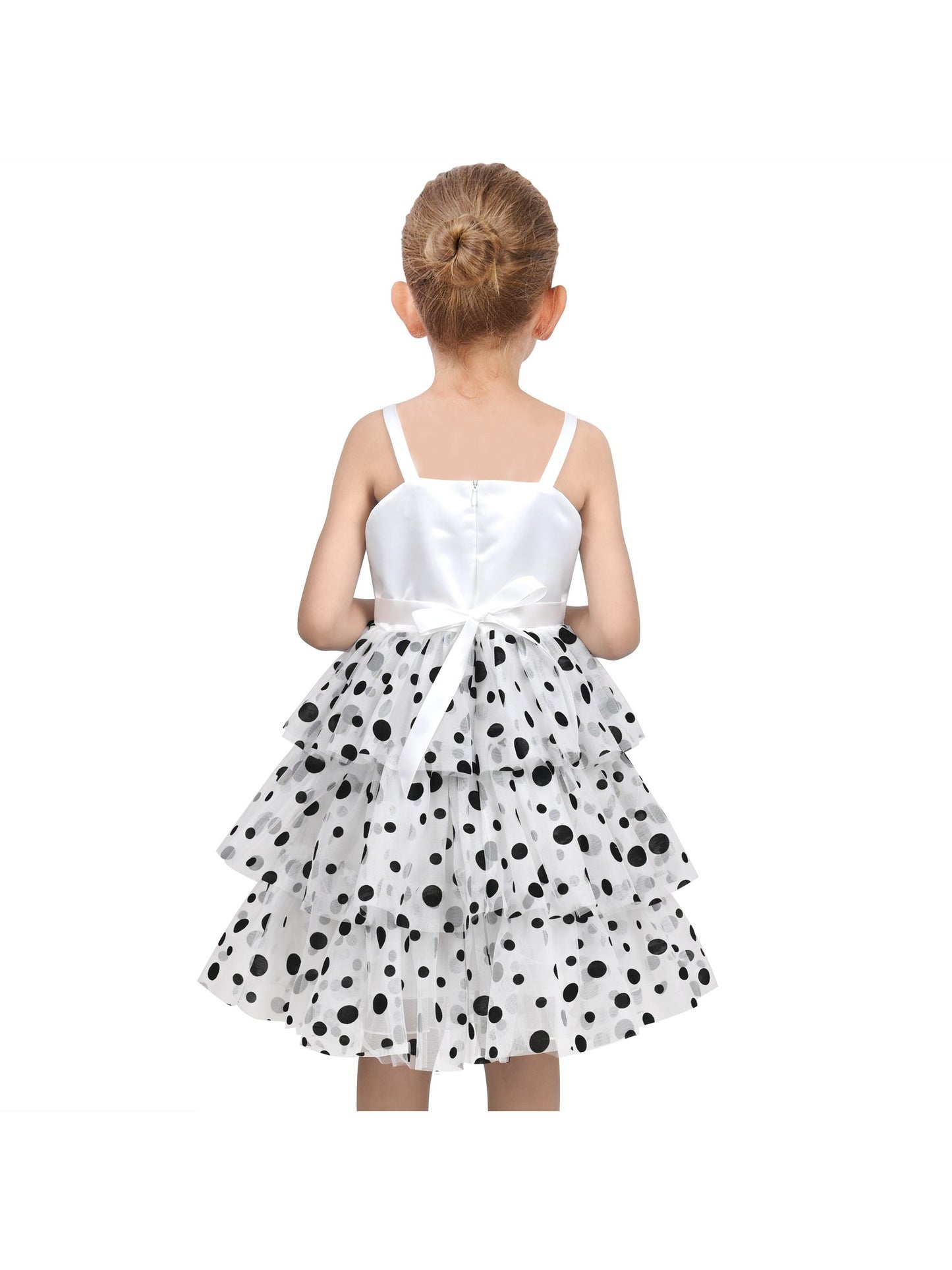 Girls Dress Pink Bow Tie Wedding Lace Tulle Overlay Layered White