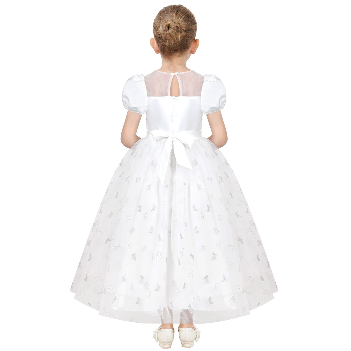 Girls Dress Red Tiered Layers Holiday Party Pageant Dress - White Butterfly