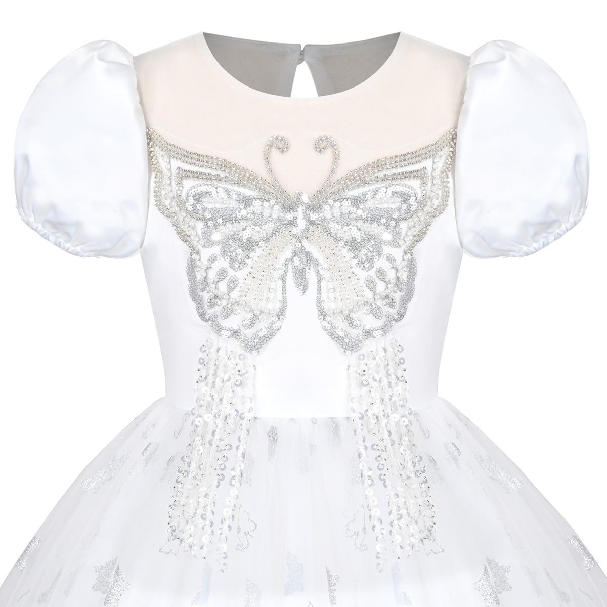 Girls Dress Red Tiered Layers Holiday Party Pageant Dress - White Butterfly