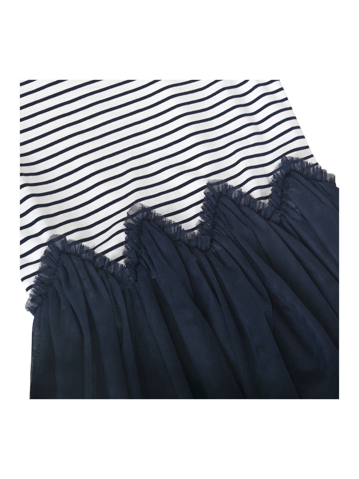 Girls Dress Tutu Skirt Cake Layered Grey Suspender Shiny Star Sleeveless - Navy Blue Striped