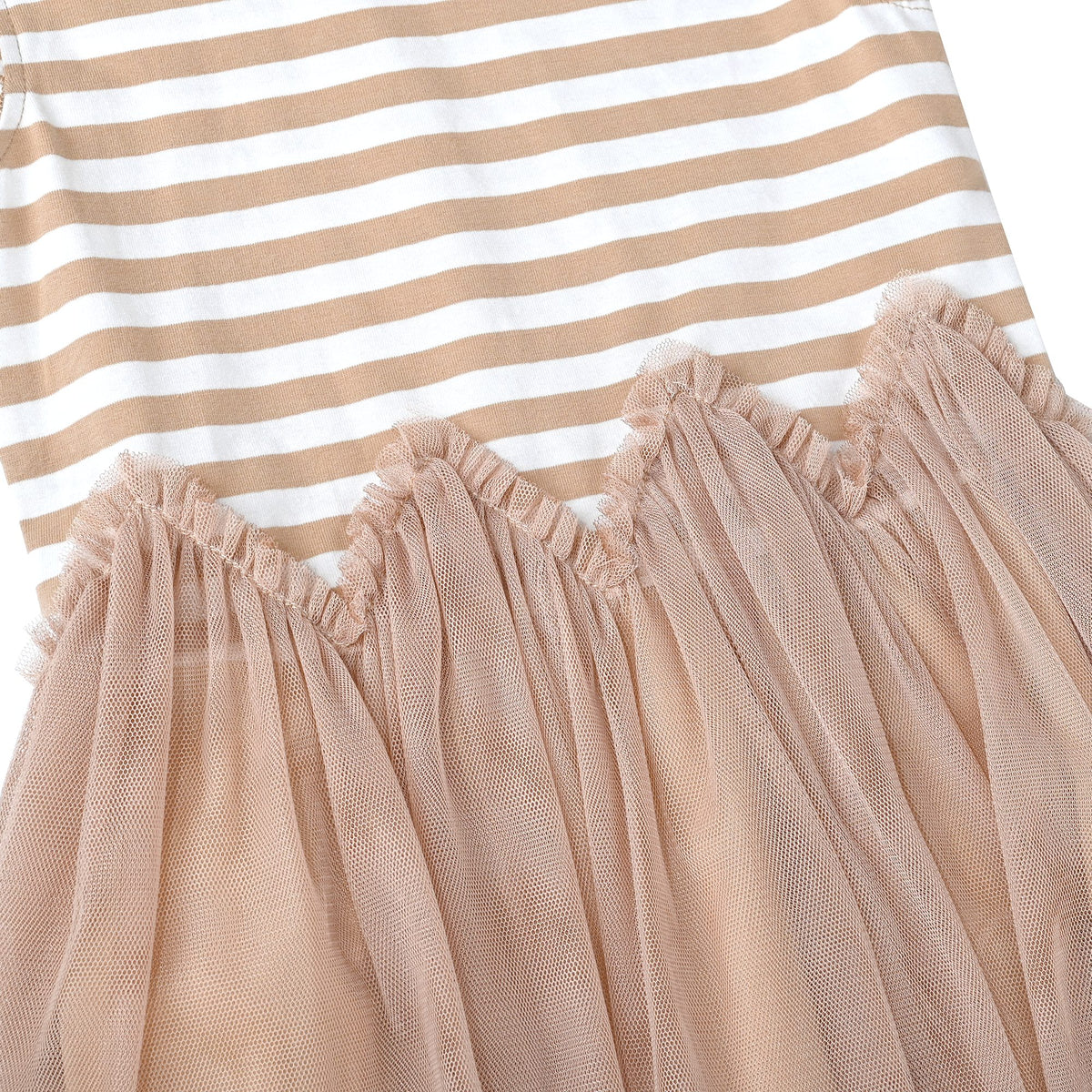 Girls Dress Tutu Skirt Cake Layered Grey Suspender Shiny Star Sleeveless - Beige Brown