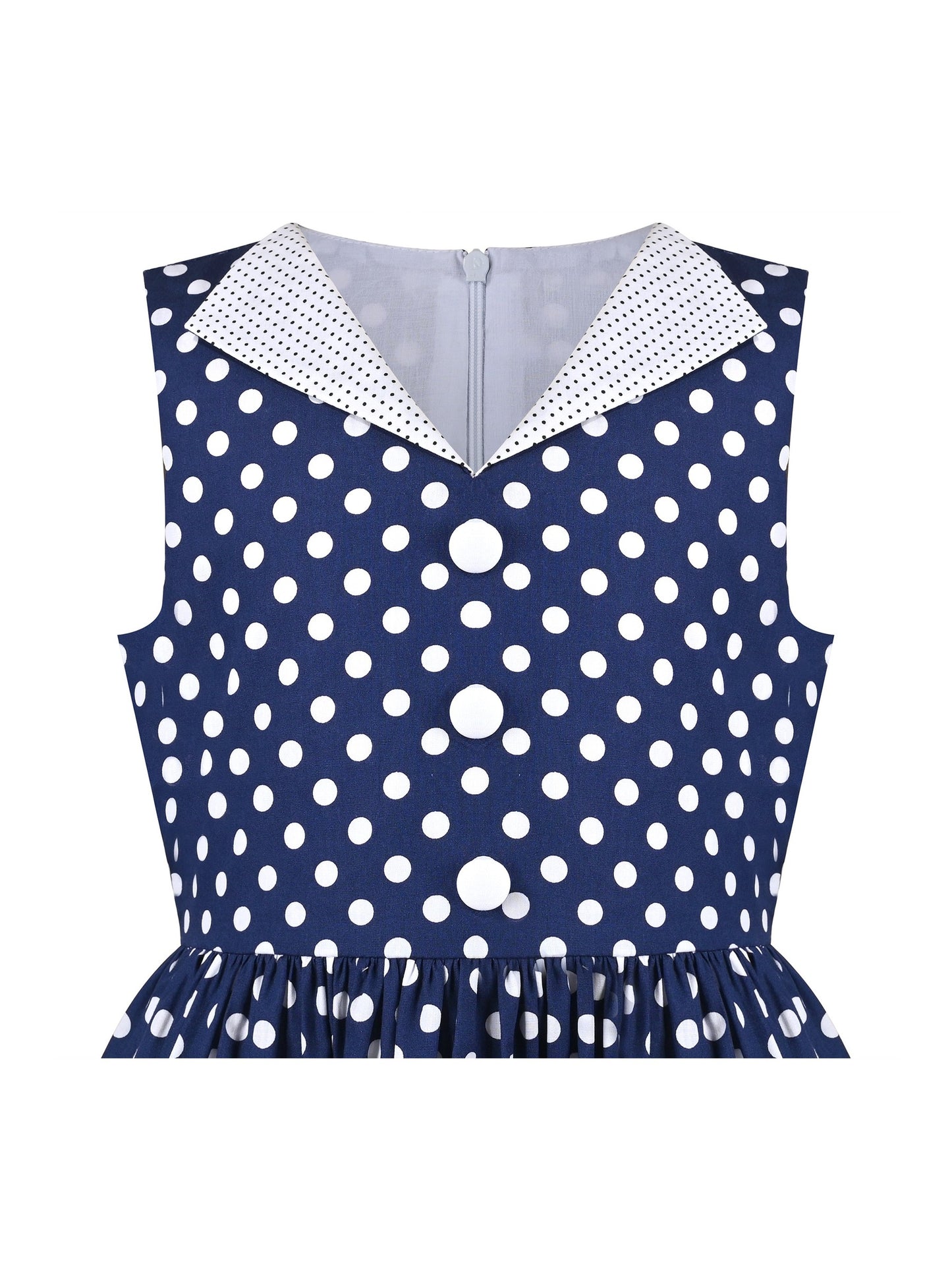 Girls Dress Pink Polka Dot Pocket Button School Summer Sleeveless Cotton Blue