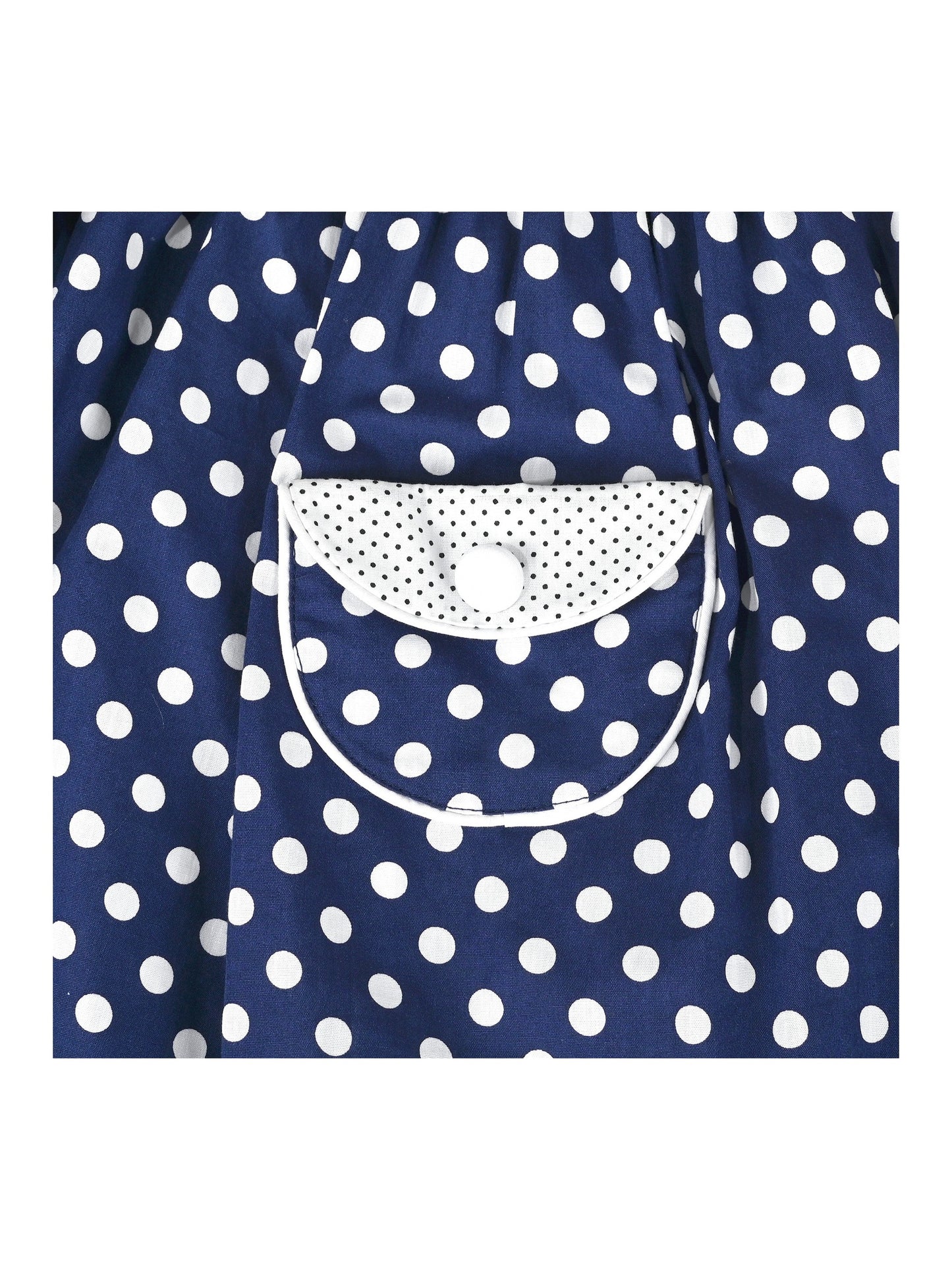 Girls Dress Pink Polka Dot Pocket Button School Summer Sleeveless Cotton Blue