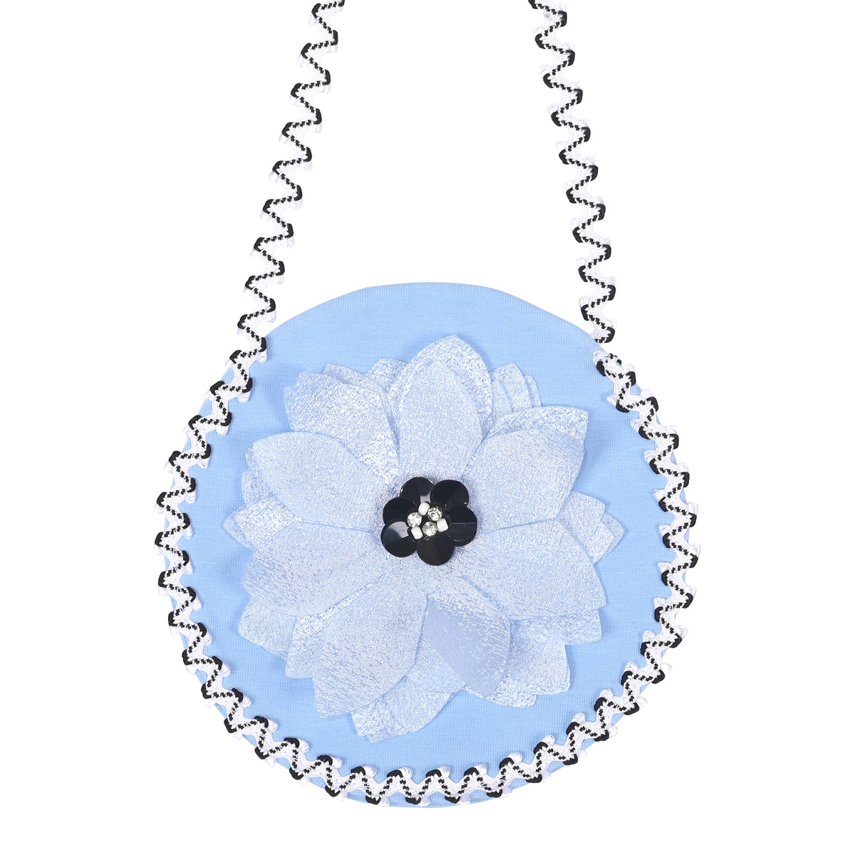Girls Dress Turquoise Dimensional Flower Birthday Wedding Dress - Sky Blue Bag