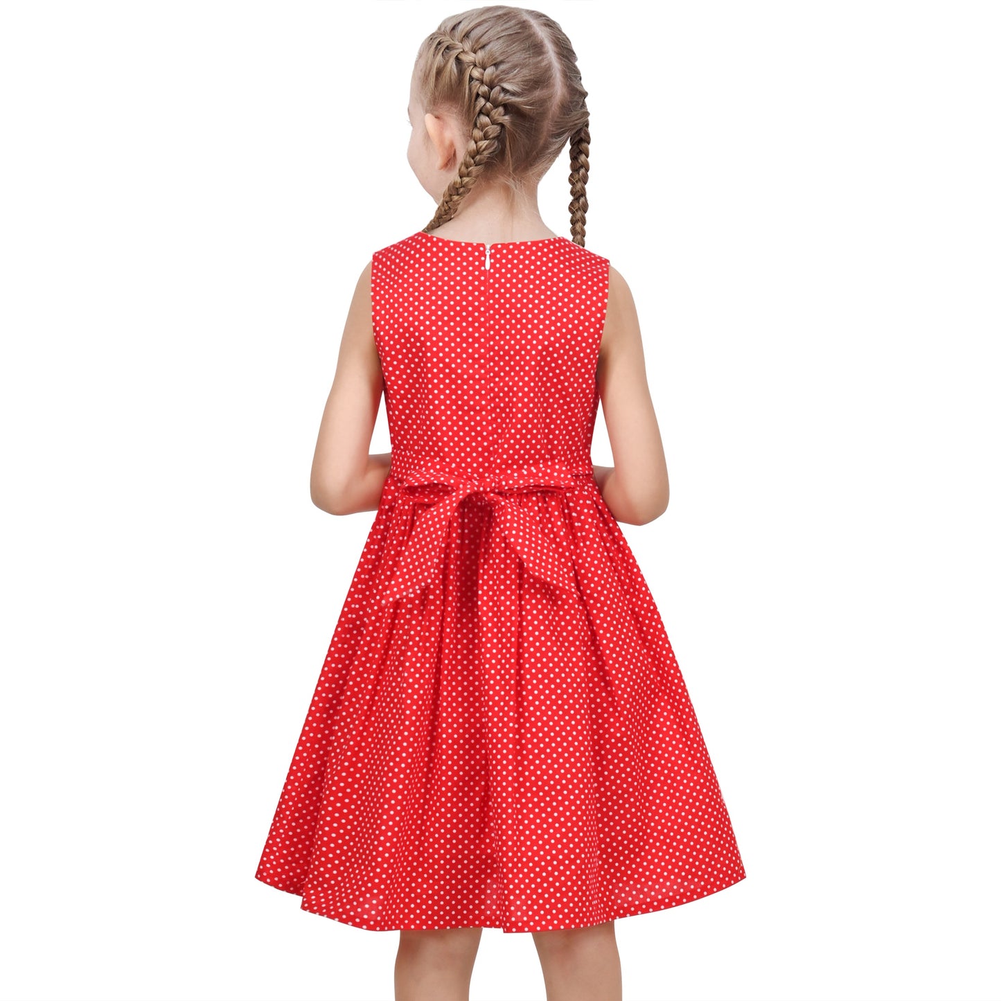 Girls Dress Floral Criss Cross Summer Sundress Sleeveless Casual Daily Red