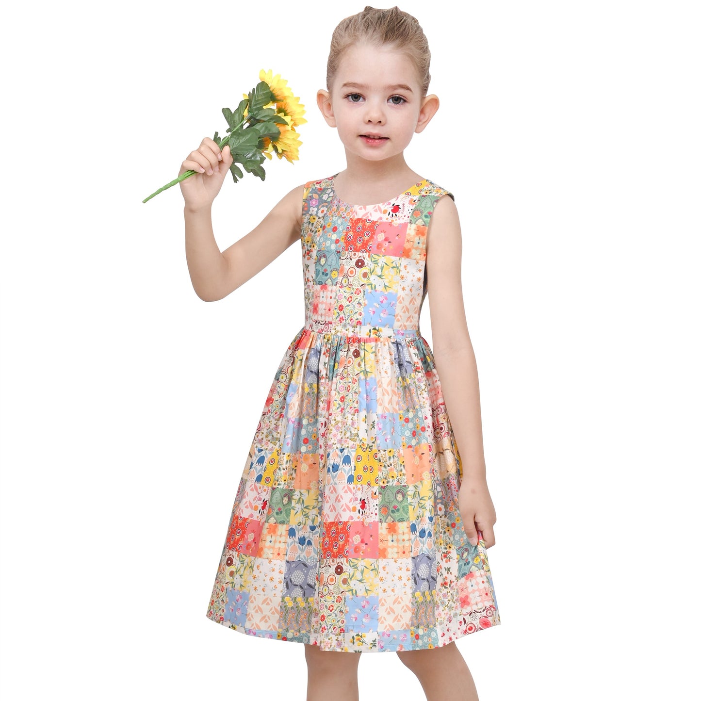 Girls Dress Floral Criss Cross Summer Sundress Sleeveless Casual Daily Multi-Color