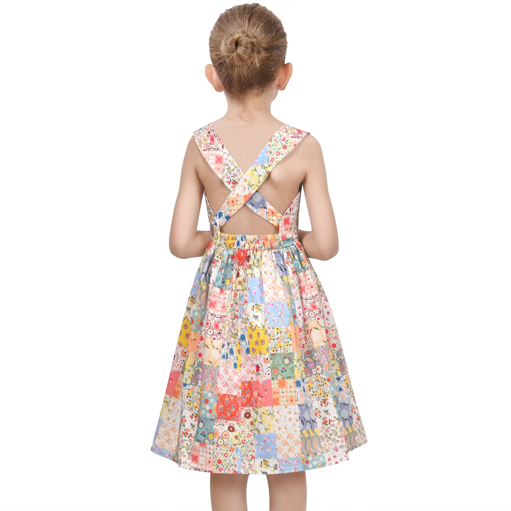 Girls Dress Floral Criss Cross Summer Sundress Sleeveless Casual Daily Multi-Color