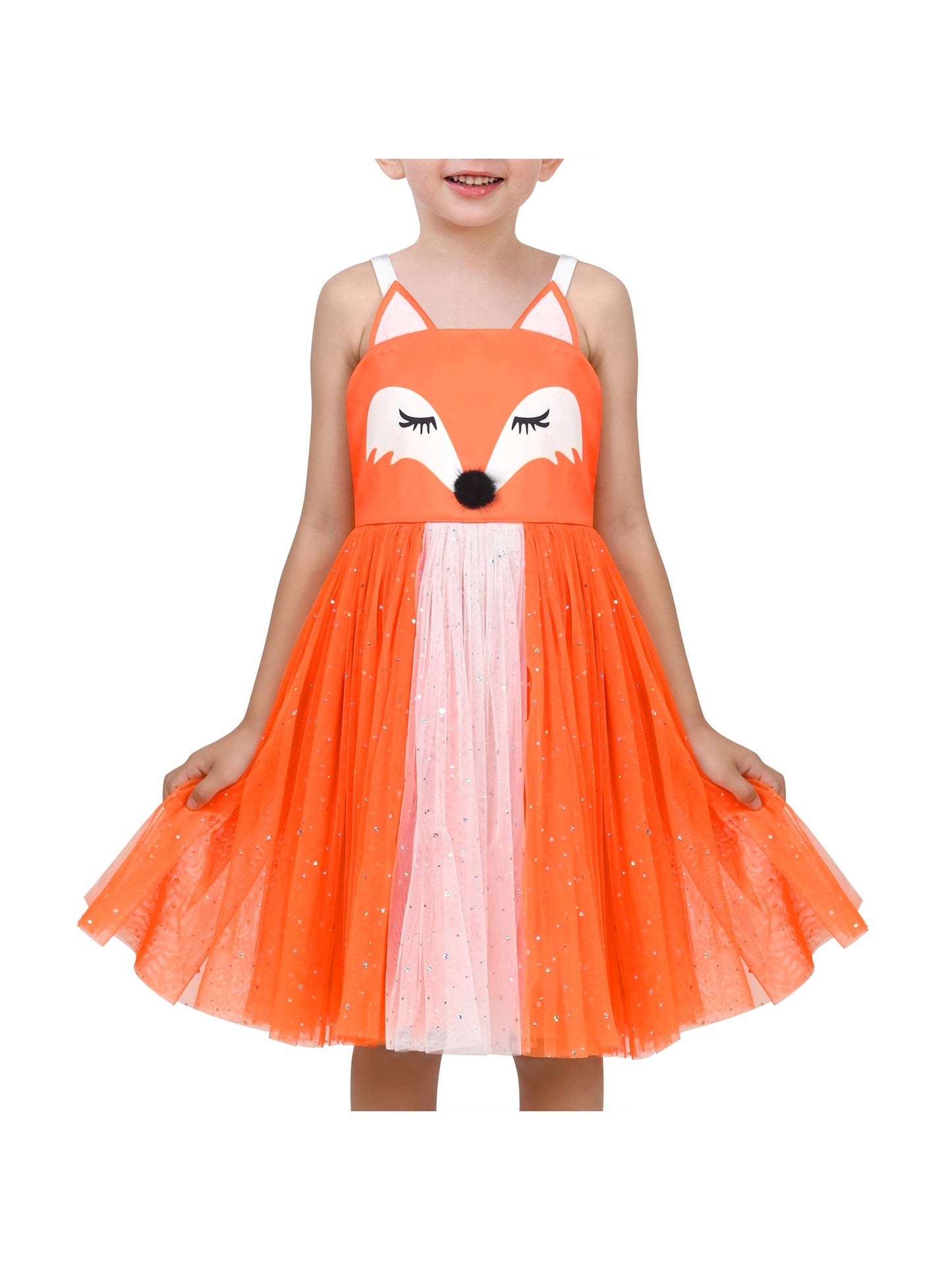 Girls Dress Pink Bow Tie Wedding Lace Tulle Overlay Layered Orange