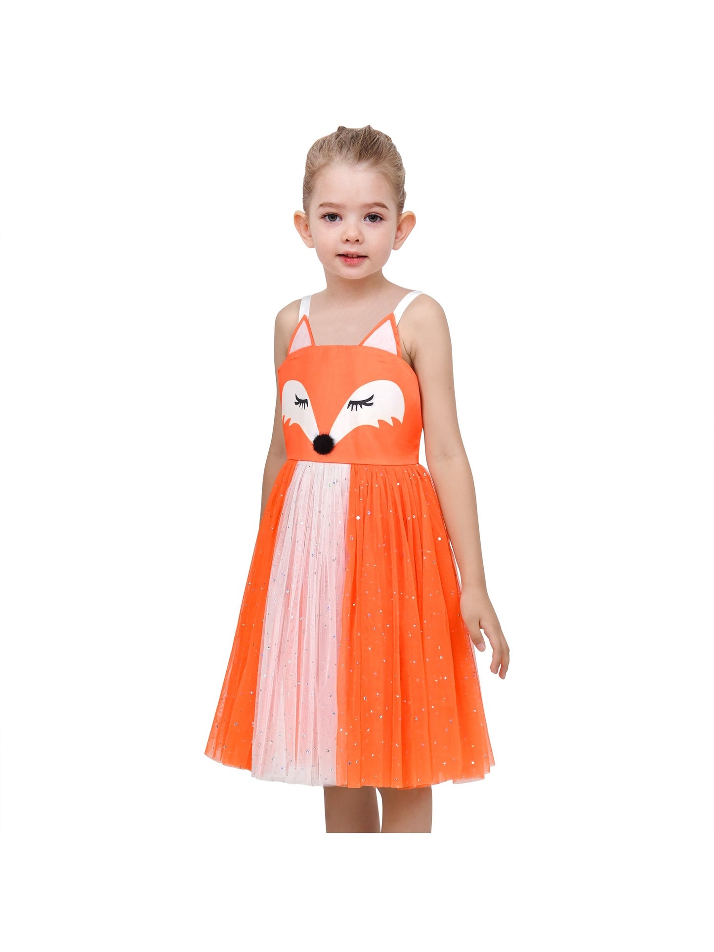 Girls Dress Pink Bow Tie Wedding Lace Tulle Overlay Layered Orange