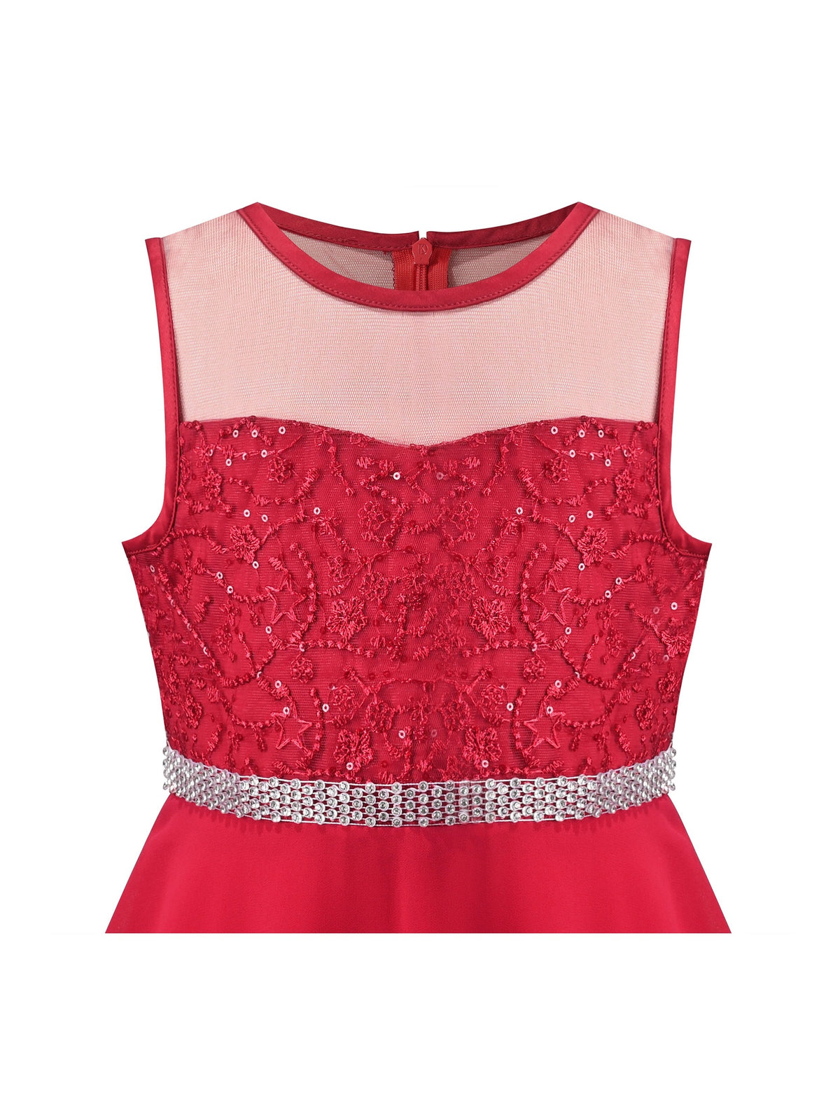 Girls Dress Deep Pink Chiffon Bridesmaid Dance Ball Maxi Gown - Dark Red
