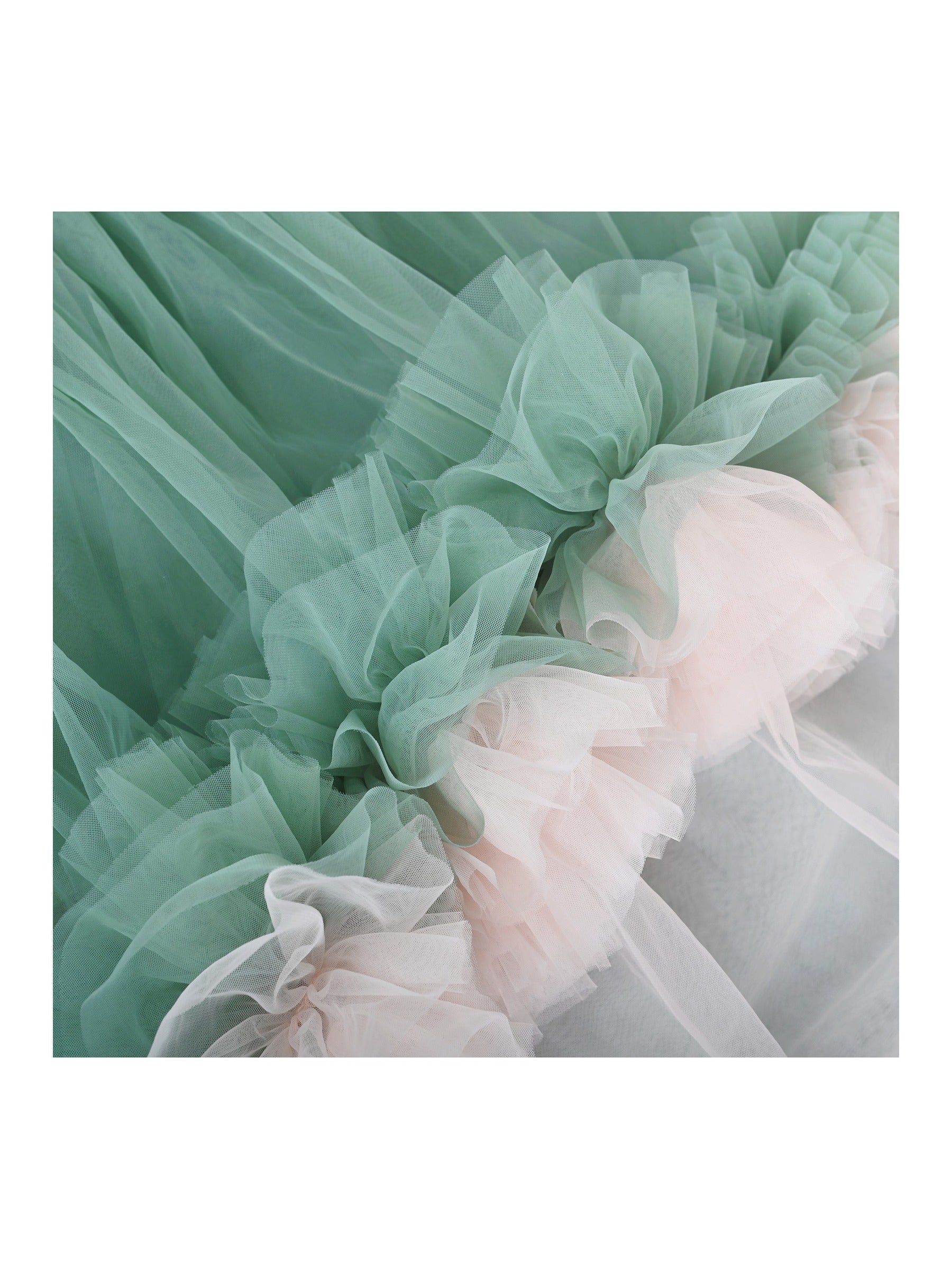 Girls Dress Green Ruffle Layered Tulle Mesh Christmas Princess Tutu Green