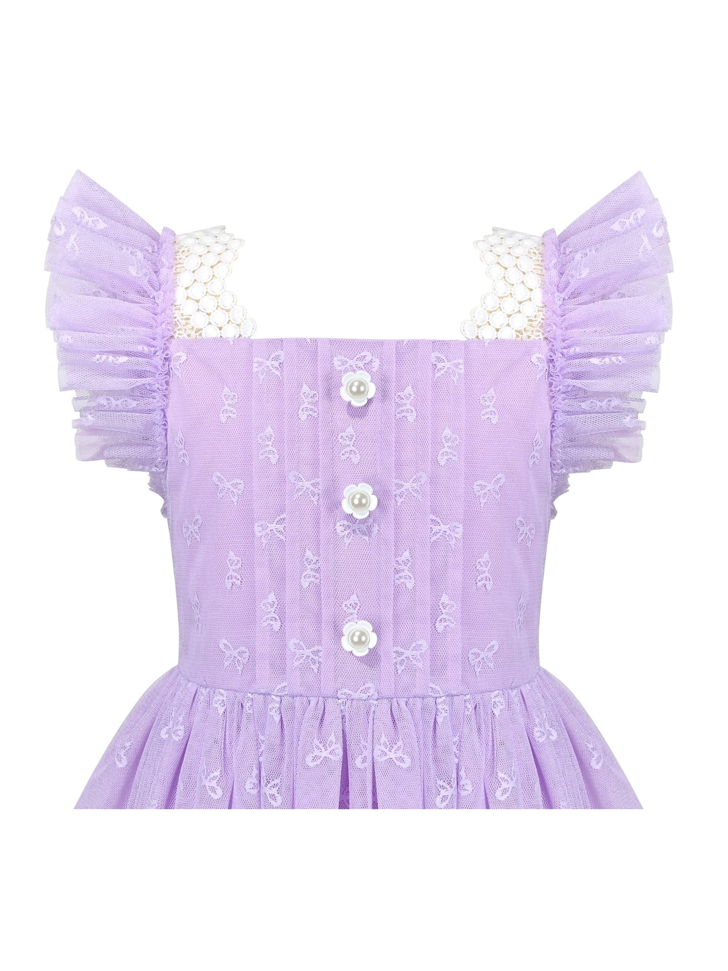 Girls Dress Black Gold Line Shiny Applique Princess Party Flare Sleeve Purple