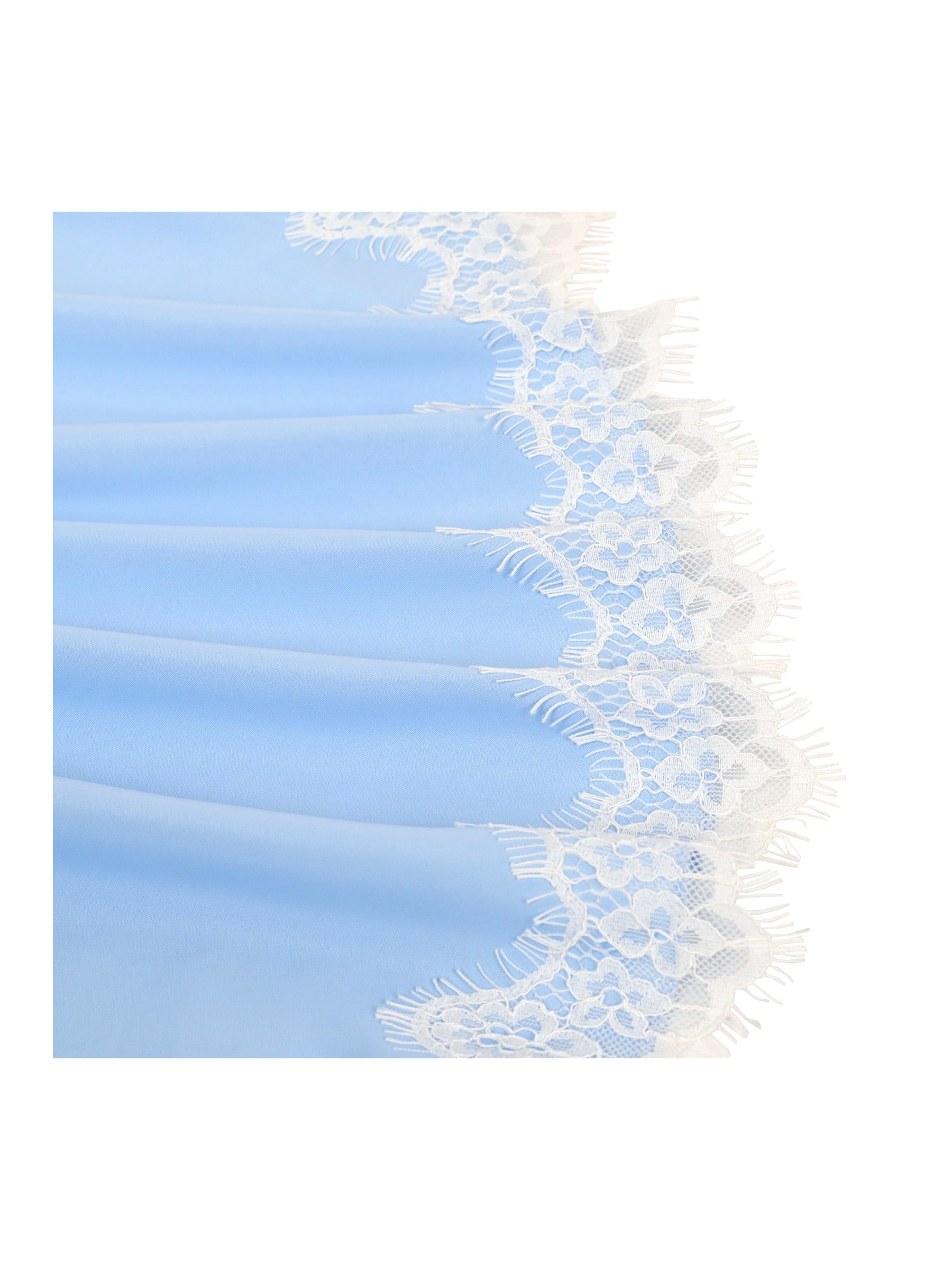 Flower Girls Dress Blue Hi-lo Lace V Back Fancy Wedding Blue
