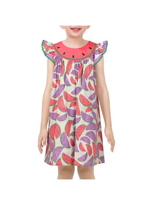 Girls Dress Rainbow Multicolor Bunny Embroidery Easter Button Back Chevron Spring Casual Red