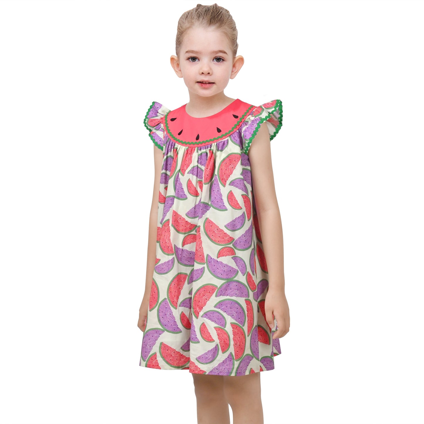 Girls Dress Rainbow Multicolor Bunny Embroidery Easter Button Back Chevron Spring Casual Red