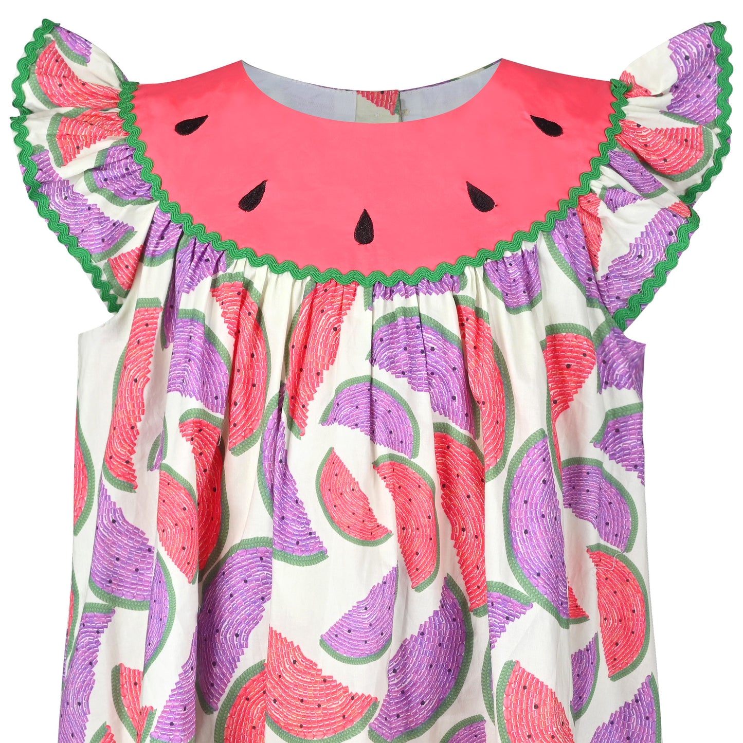 Girls Dress Rainbow Multicolor Bunny Embroidery Easter Button Back Chevron Spring Casual Red