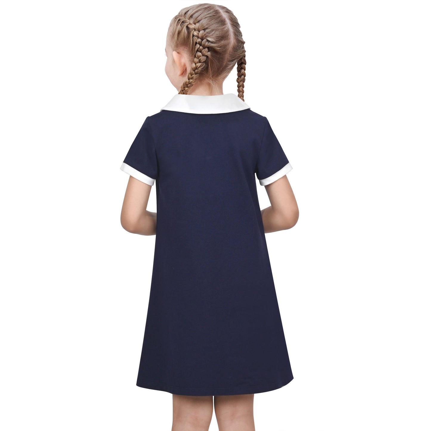Girls Dress Sky Blue T-Shirt Basic Top Classic Loose Straight Cotton Blue